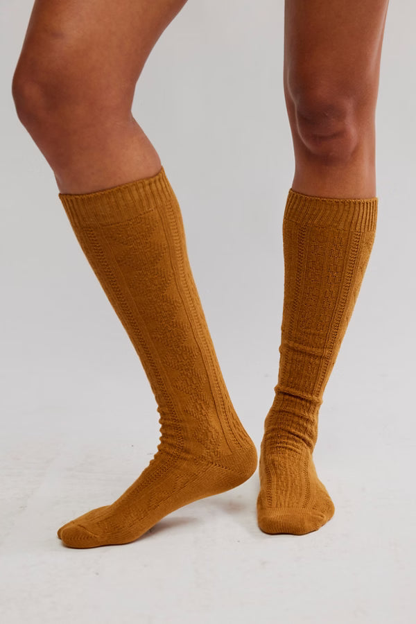 FREE PEOPLE ESSENTIAL KNEE HIGH SOCK - OCHRE