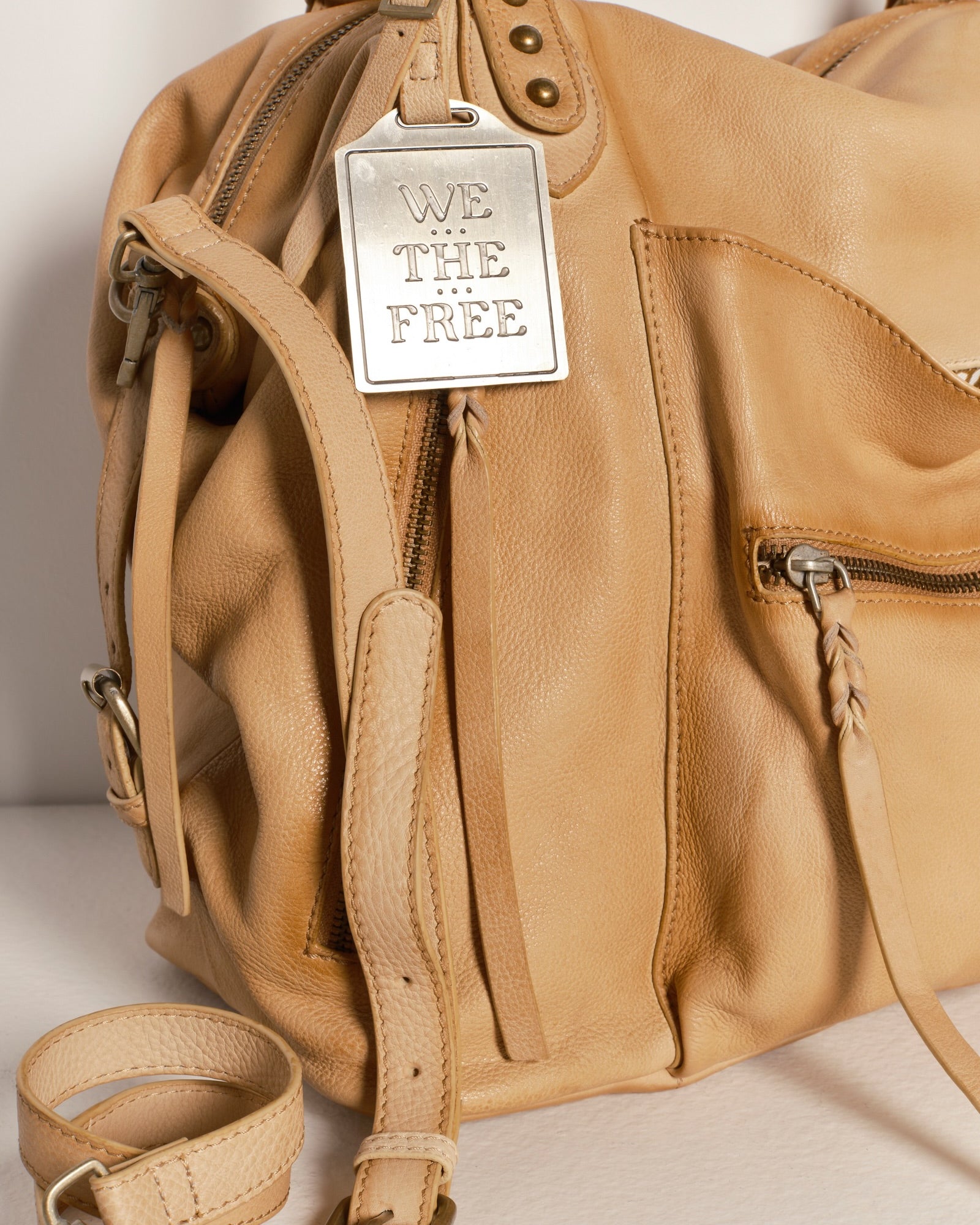 FREE PEOPLE EMERSON LEATHER TOTE - ITALIAN STRAW