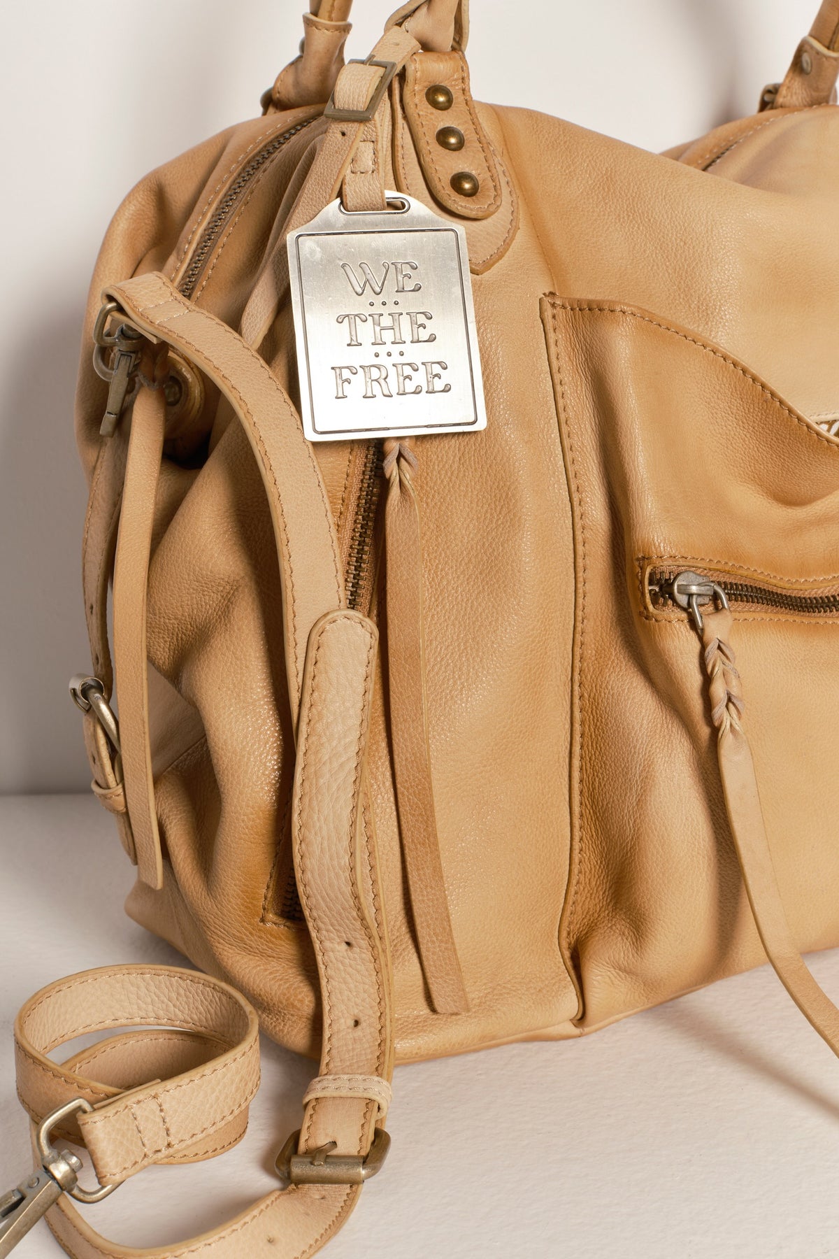 FREE PEOPLE EMERSON LEATHER TOTE - ITALIAN STRAW