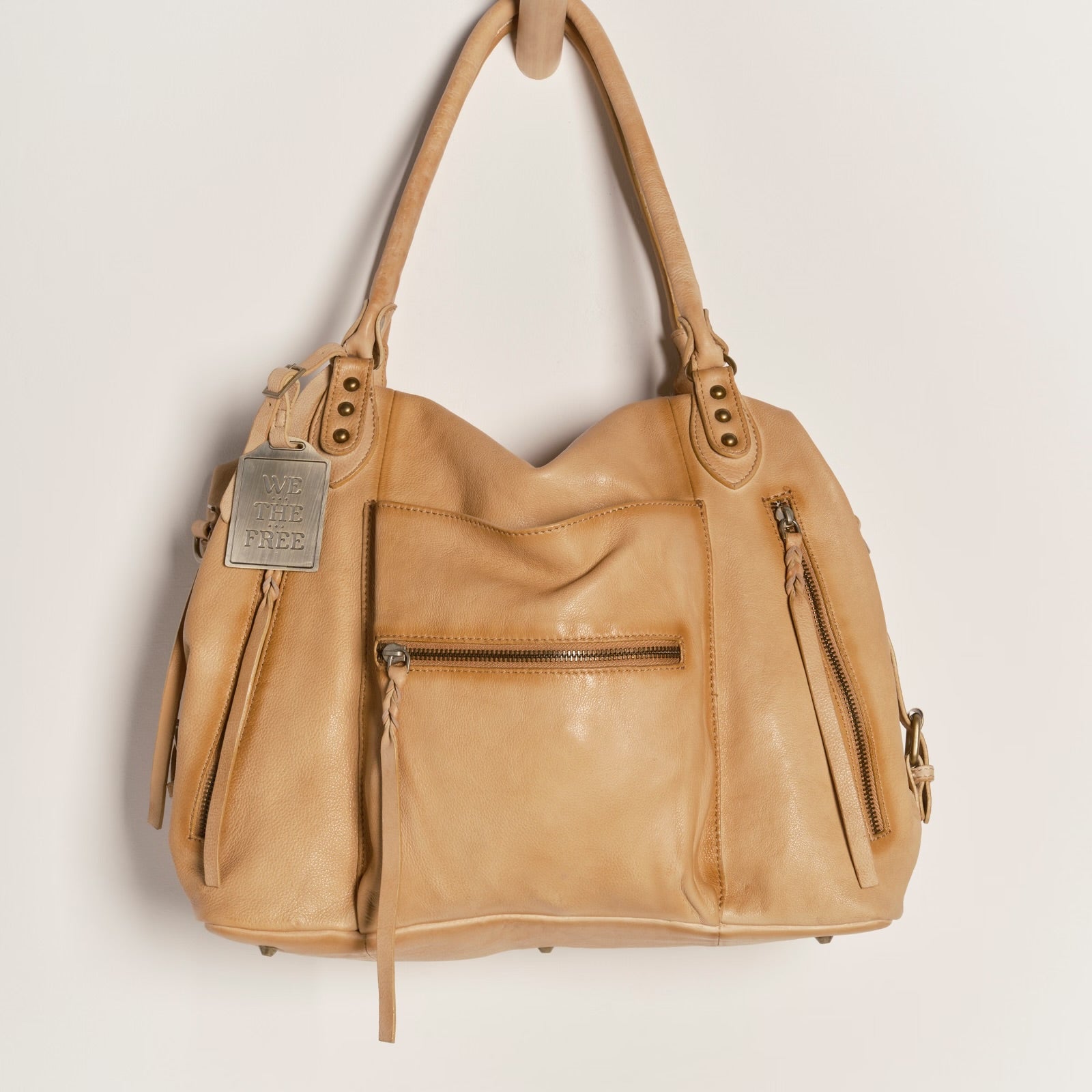 FREE PEOPLE EMERSON LEATHER TOTE - ITALIAN STRAW