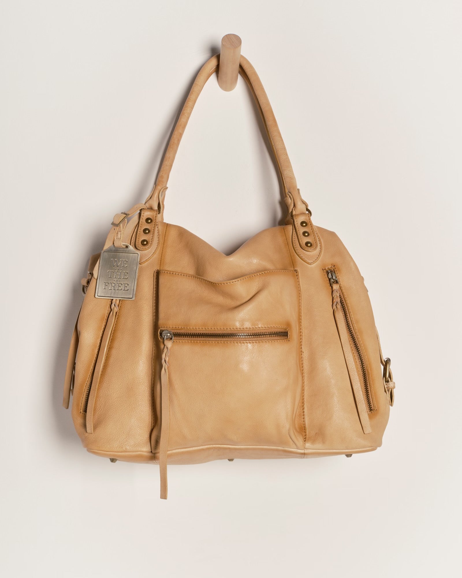 FREE PEOPLE EMERSON LEATHER TOTE - ITALIAN STRAW