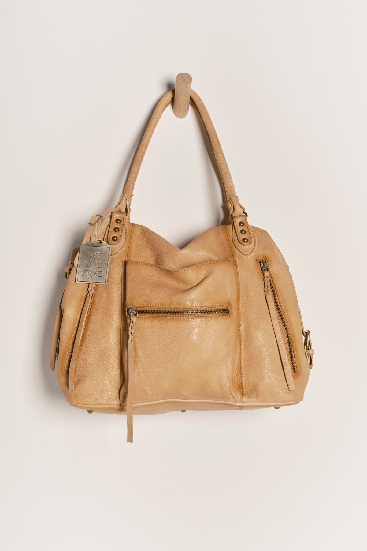 FREE PEOPLE EMERSON LEATHER TOTE - ITALIAN STRAW