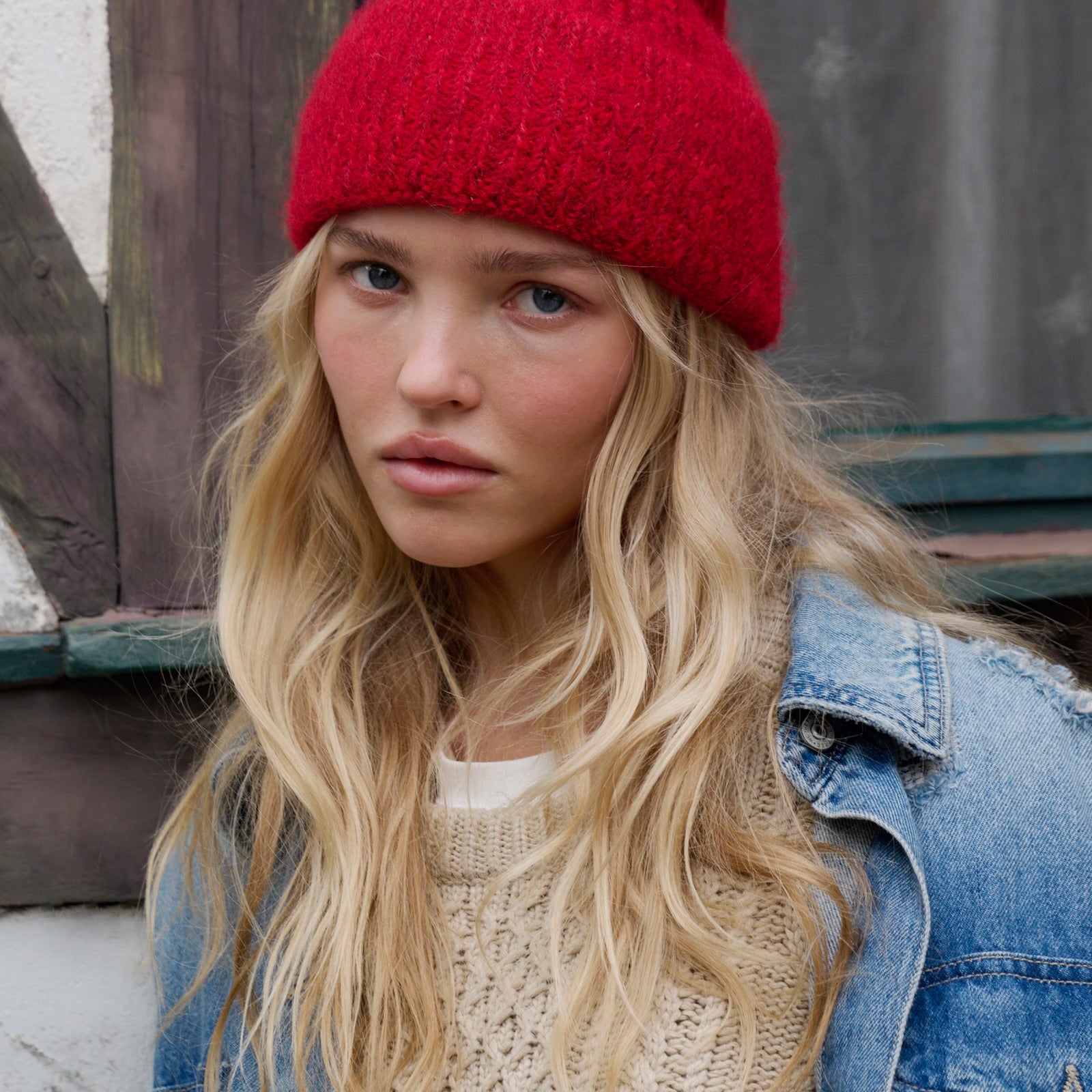 FREE PEOPLE FROSTLINE BEANIE - RED