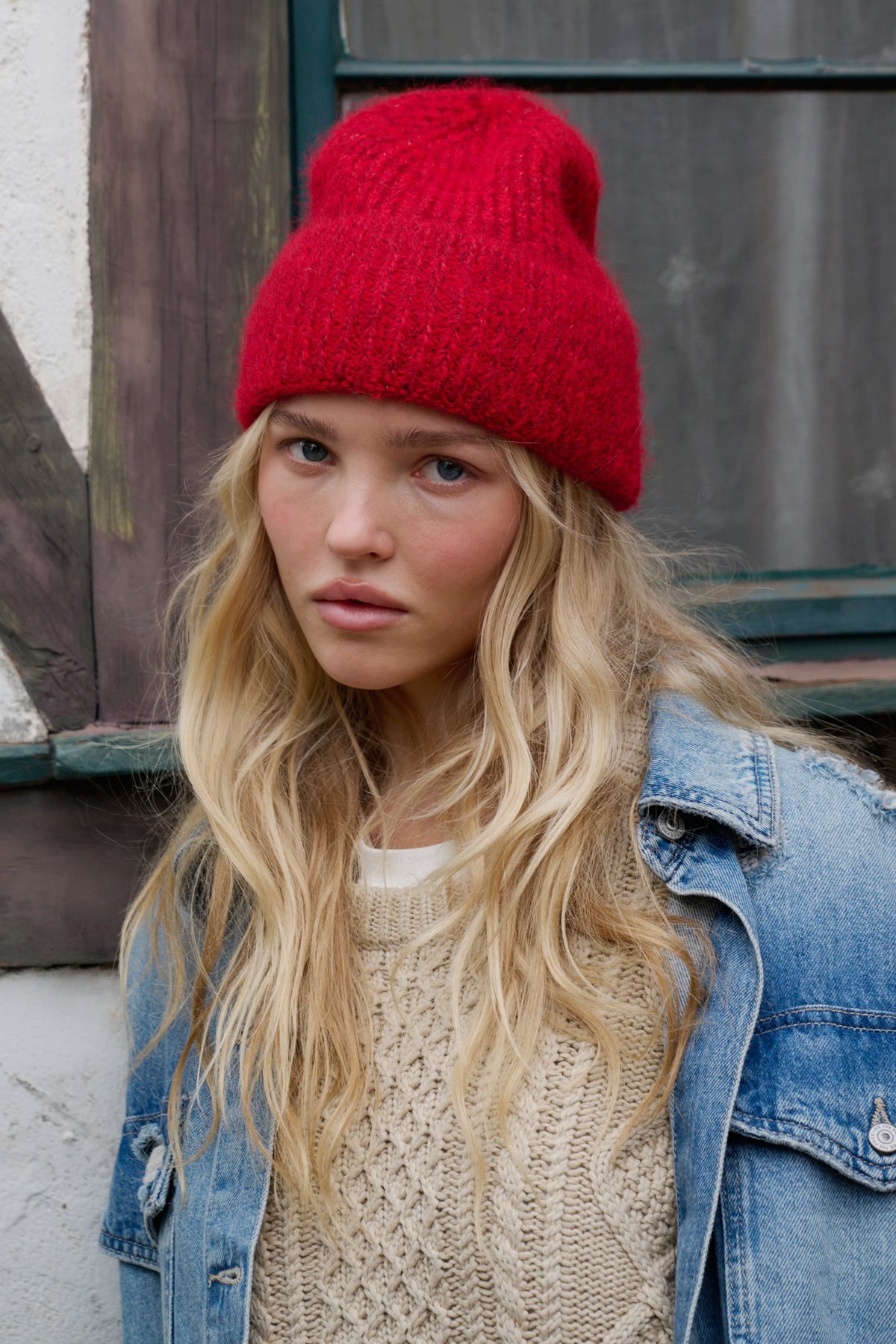 FREE PEOPLE FROSTLINE BEANIE - RED