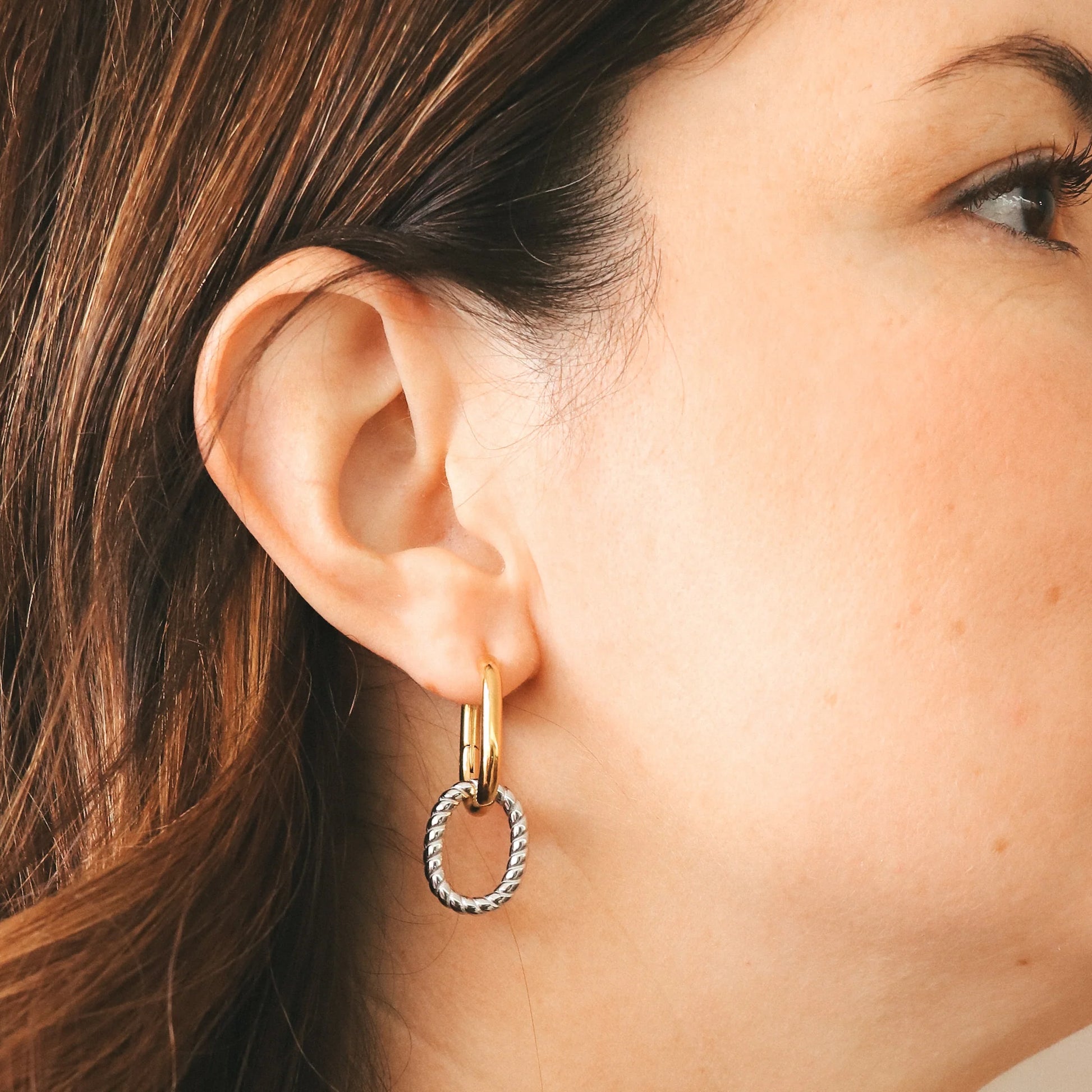 ZYNKI TWO TONE DROP EARRINGS - MULTI