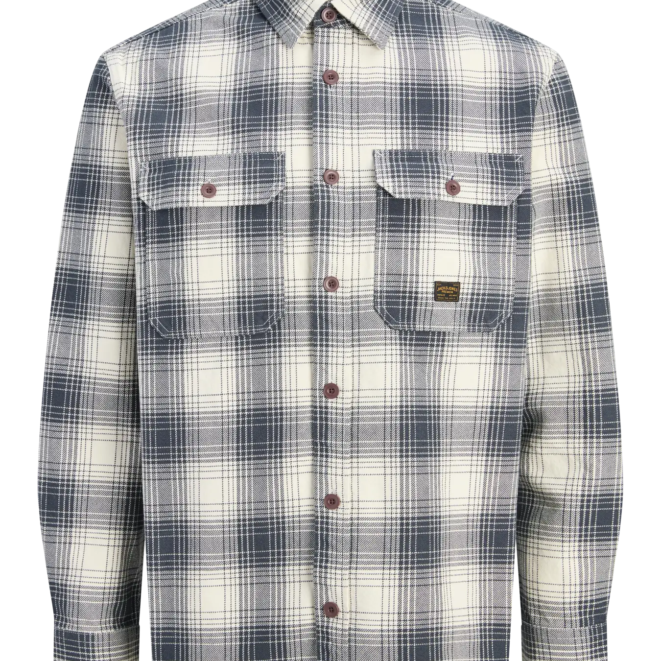 JJ IVY CHECK LS OVERSHIRT - DARK NAVY