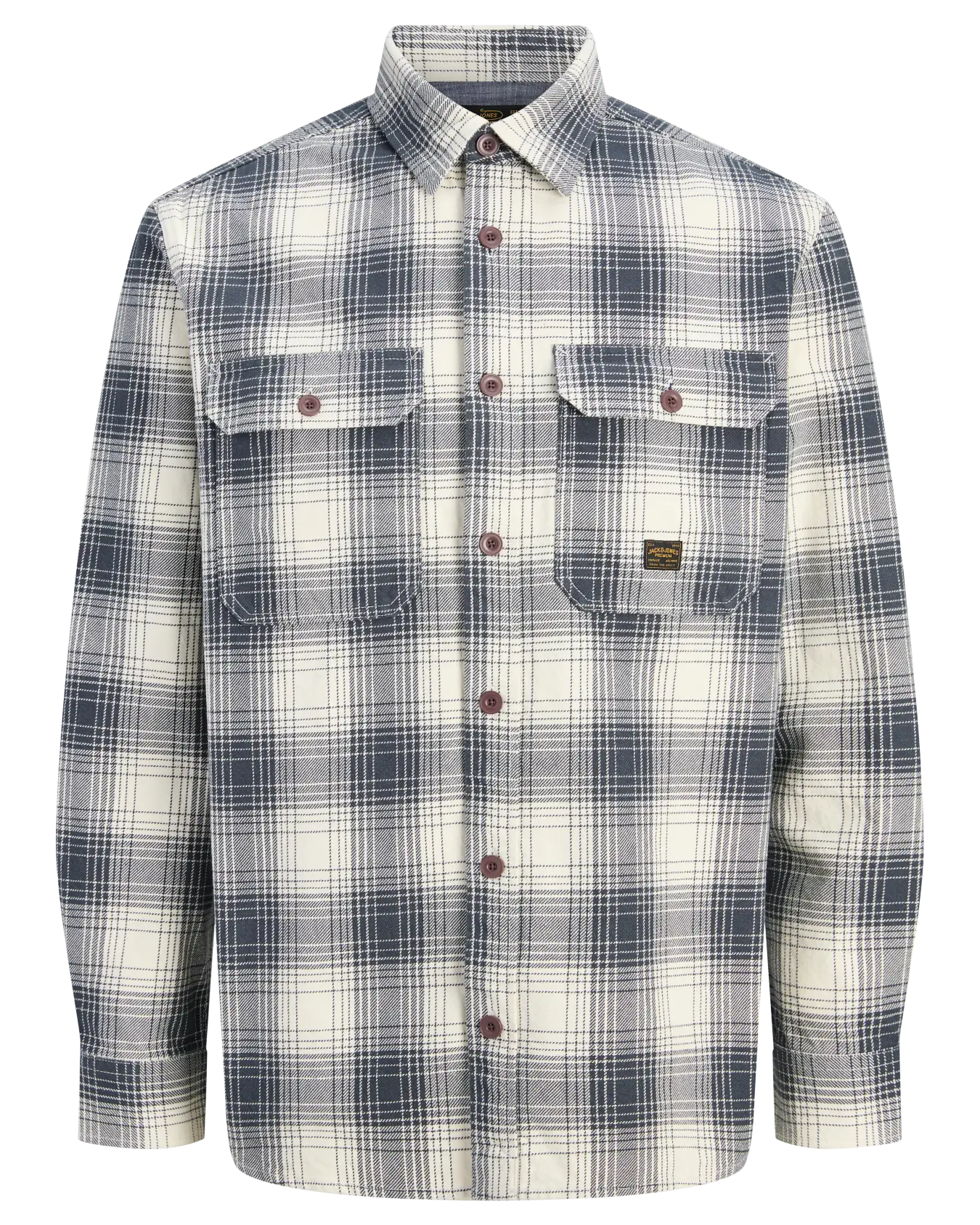 JJ IVY CHECK LS OVERSHIRT - DARK NAVY