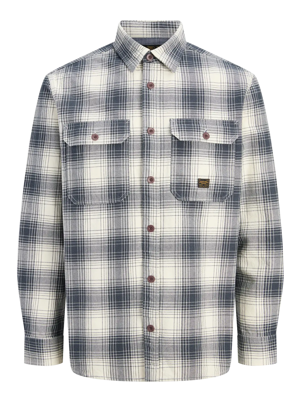 JJ IVY CHECK LS OVERSHIRT - DARK NAVY