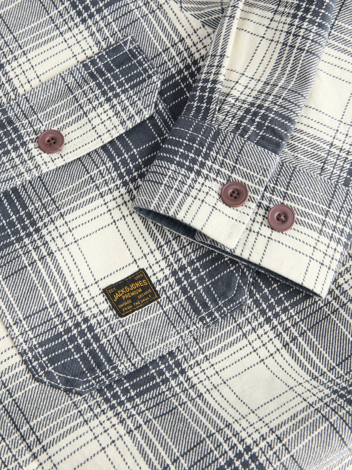 JJ IVY CHECK LS OVERSHIRT - DARK NAVY