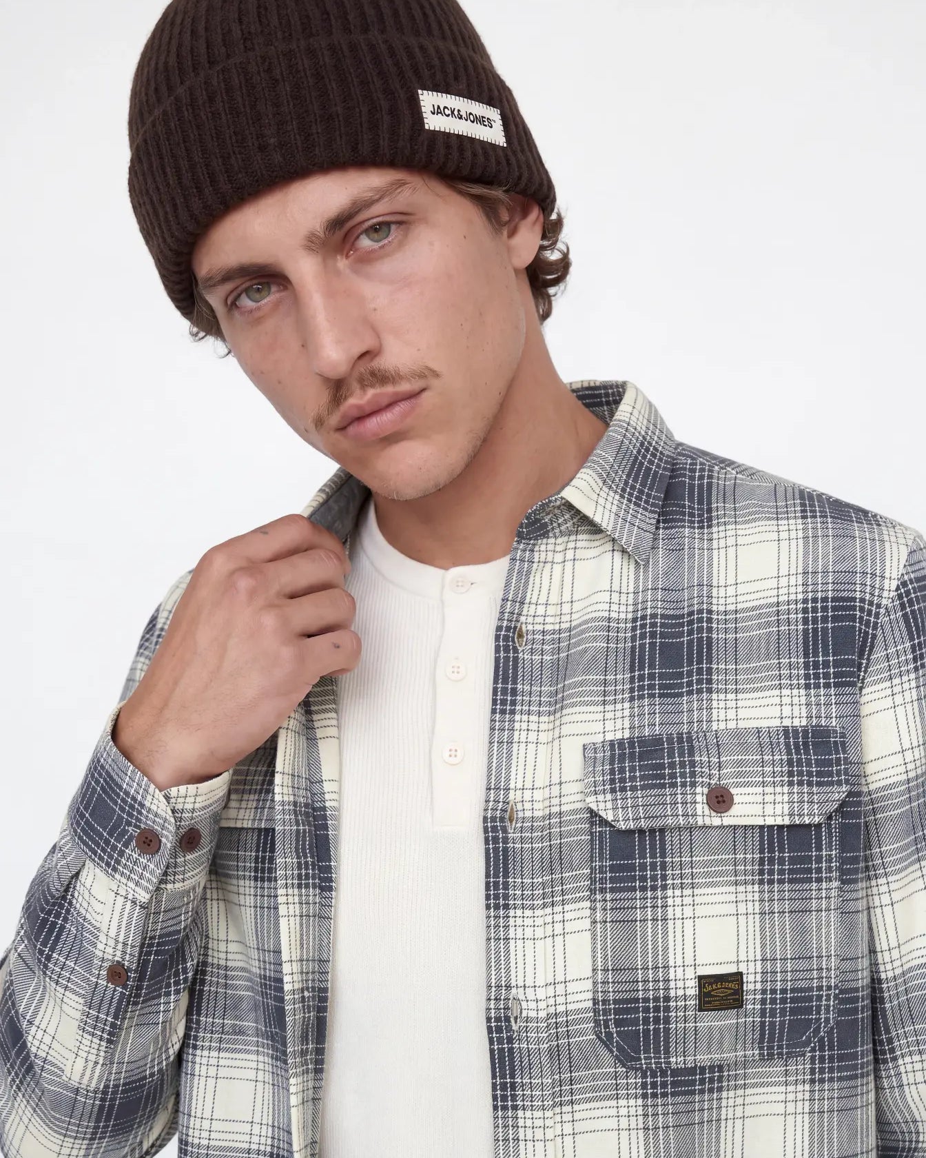 JJ IVY CHECK LS OVERSHIRT - DARK NAVY