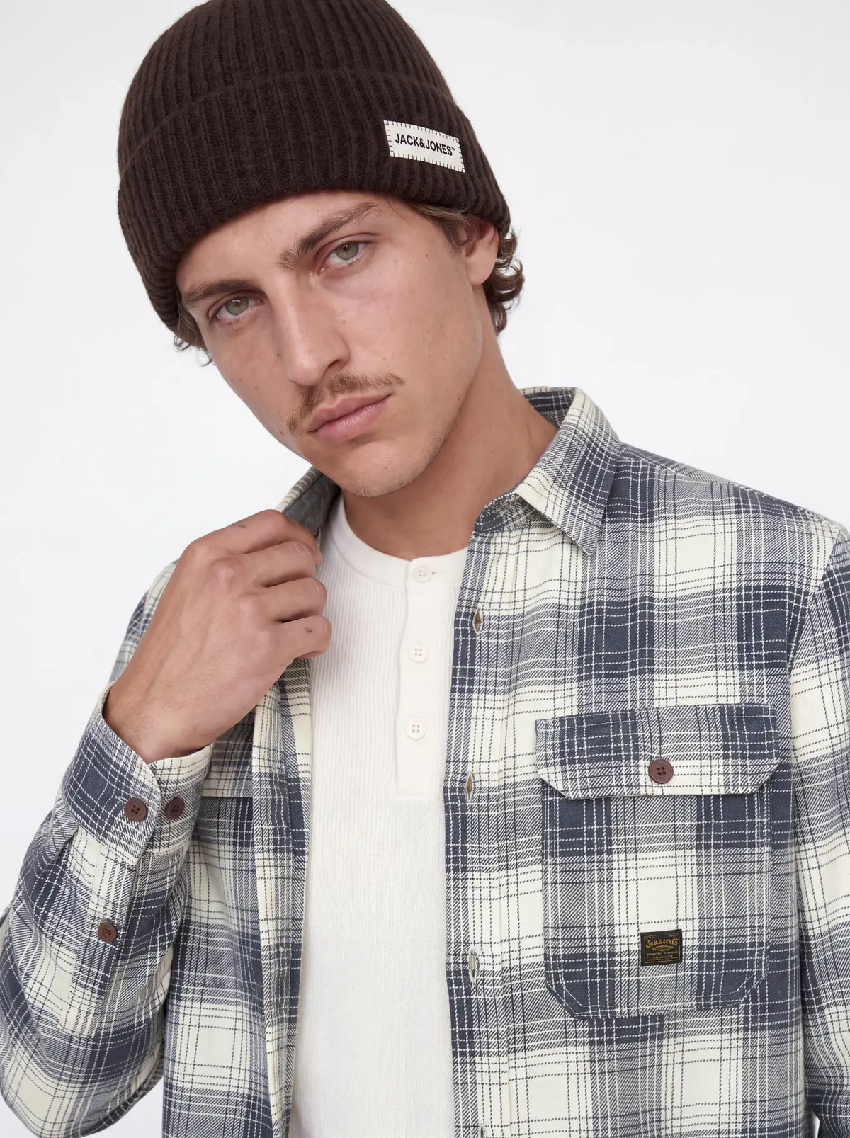 JJ IVY CHECK LS OVERSHIRT - DARK NAVY