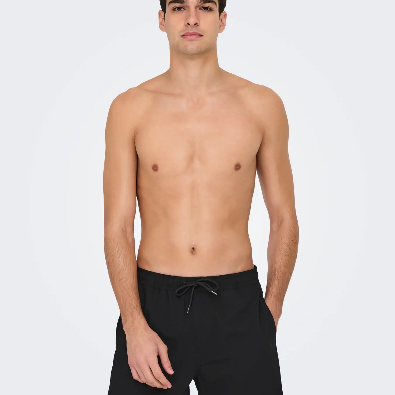 ONLY + SONS STED TEXTURED SWIM SHORTS - BLACK