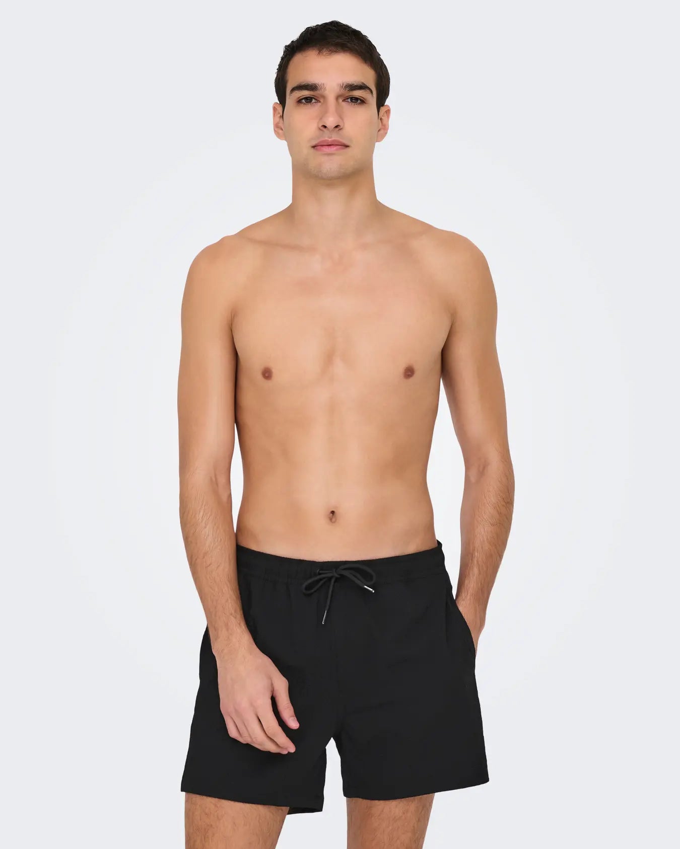 ONLY + SONS STED TEXTURED SWIM SHORTS - BLACK