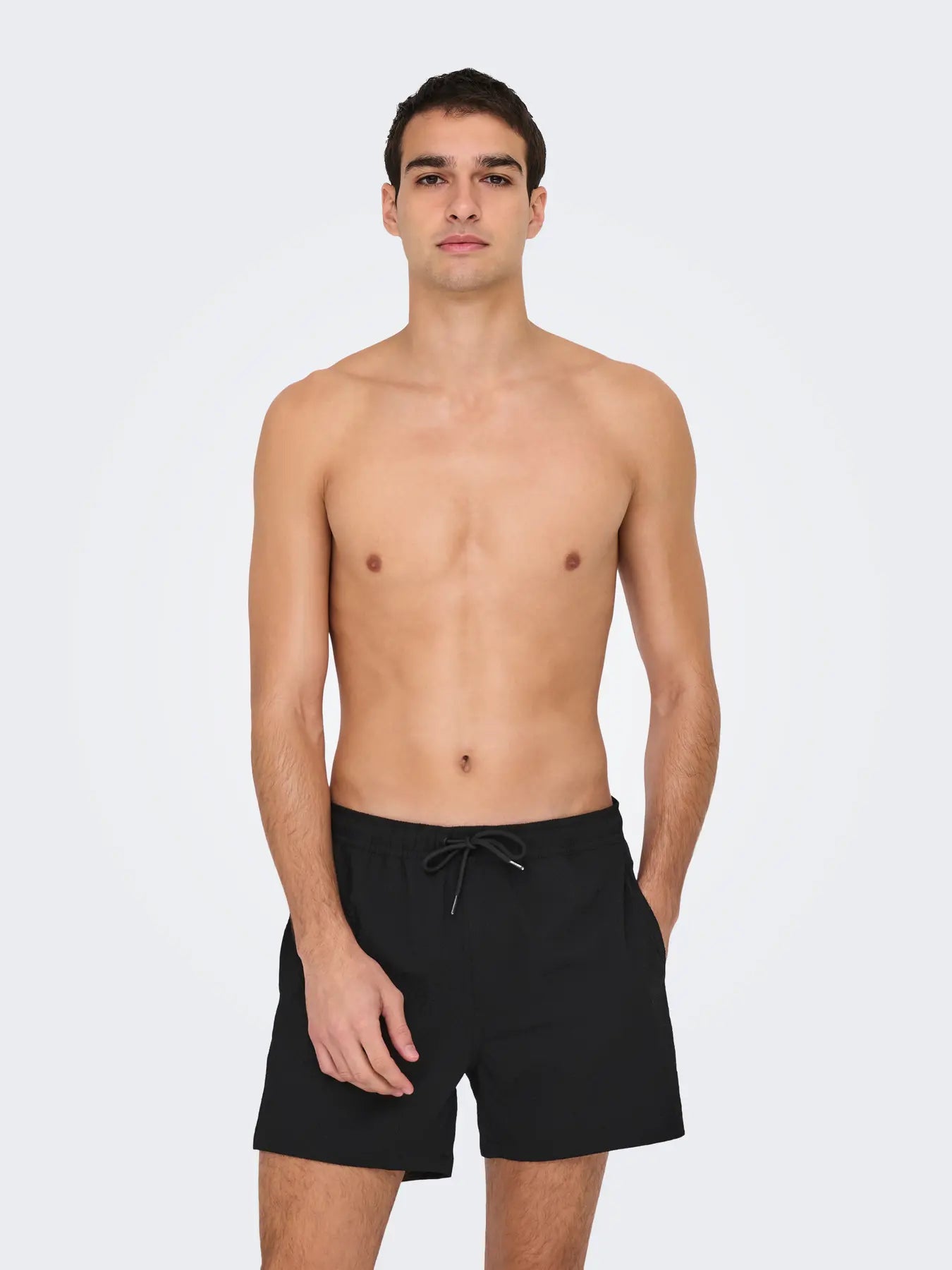 ONLY + SONS STED TEXTURED SWIM SHORTS - BLACK