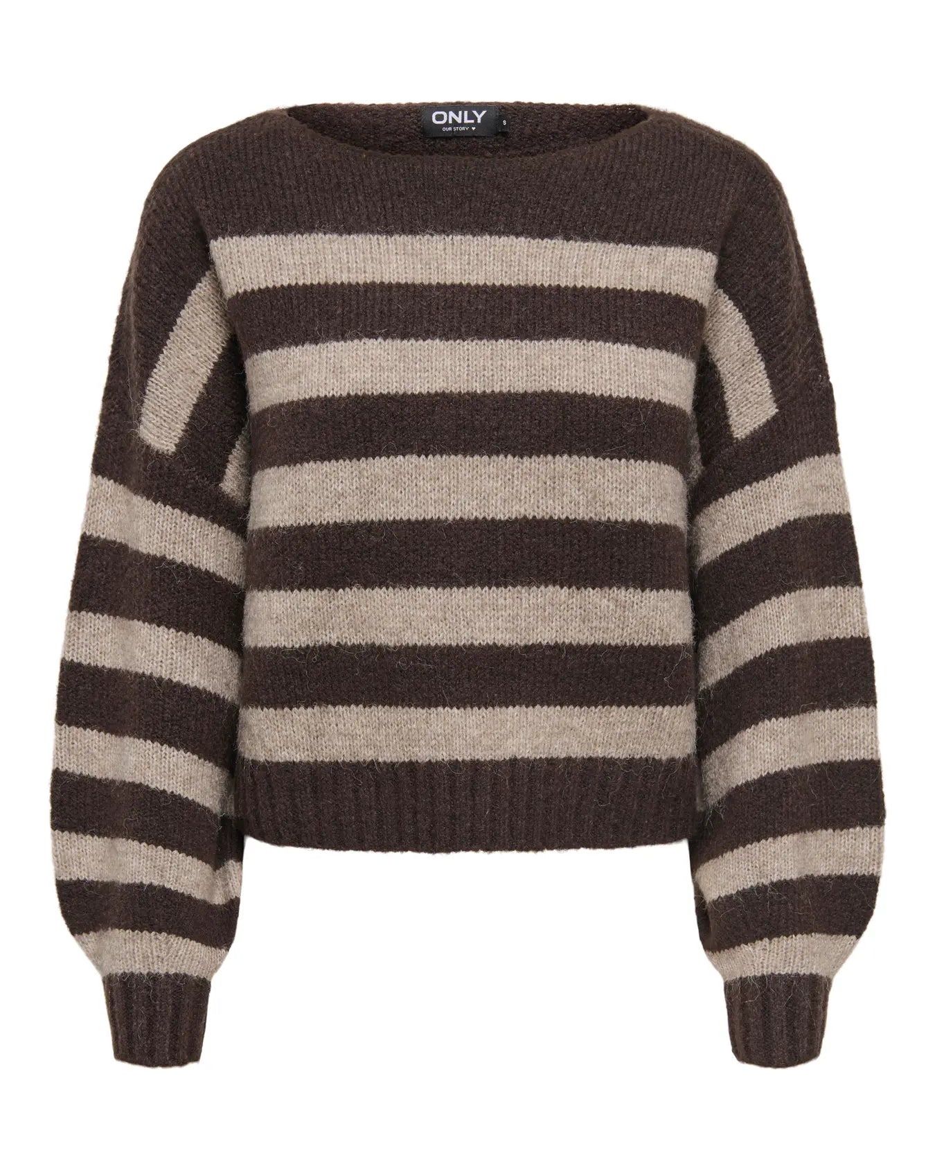 ONLY AYA BOATNECK PULLOVER - SEAL BROWN STRIPES