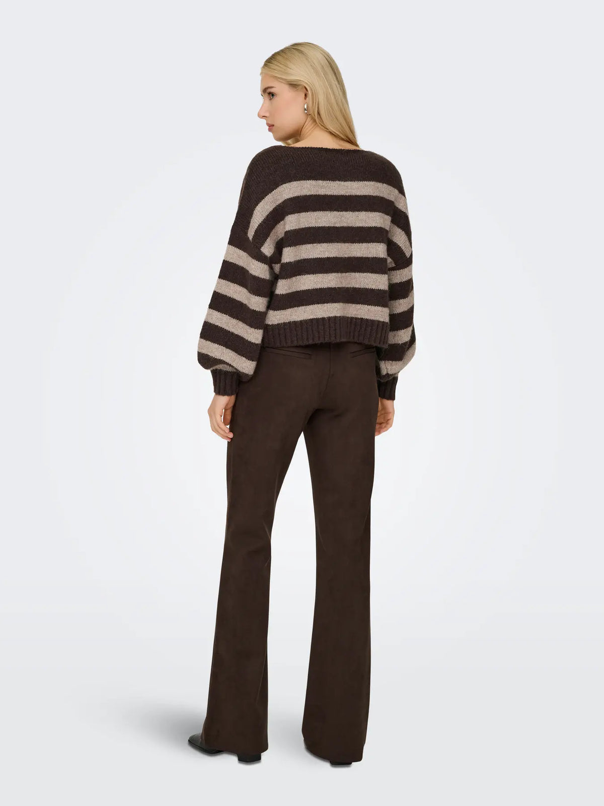 ONLY AYA BOATNECK PULLOVER - SEAL BROWN STRIPES