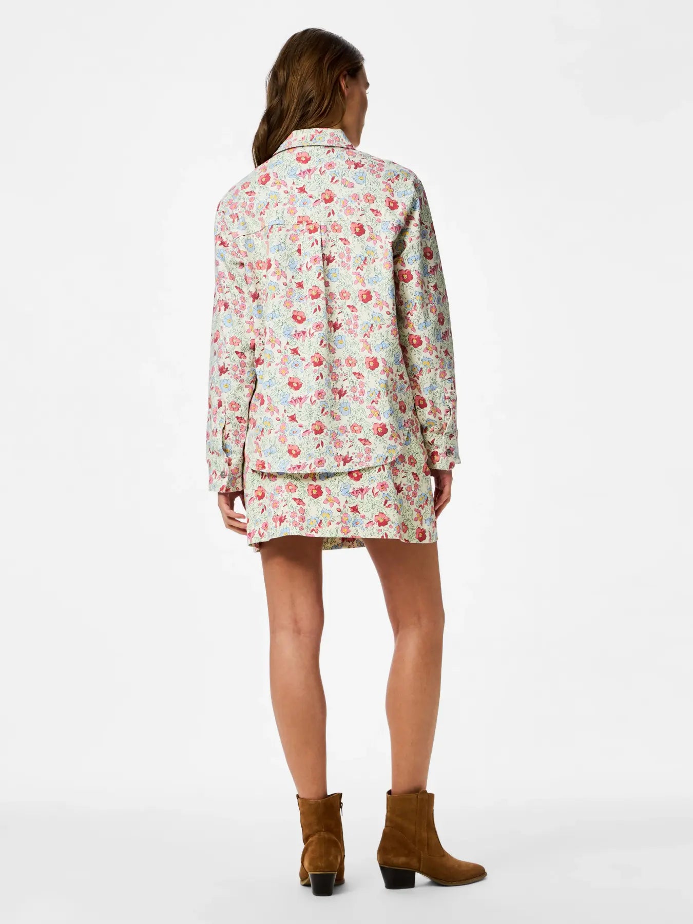 PIECES ALUME HW DENIM SKIRT - BIRCH FLOWER