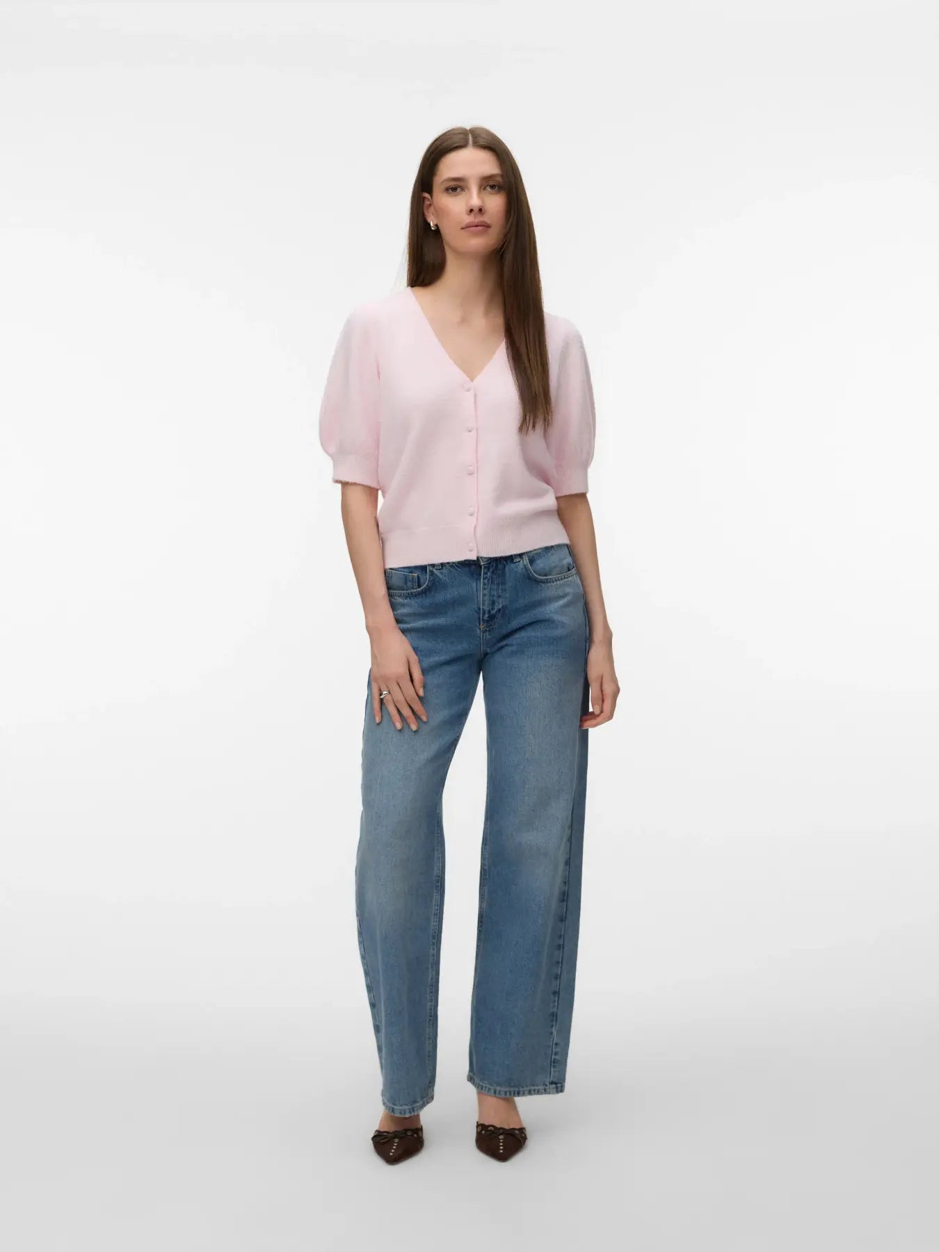VM DOFFY 2/4 V NECK CARDIGAN - PINK A BOO