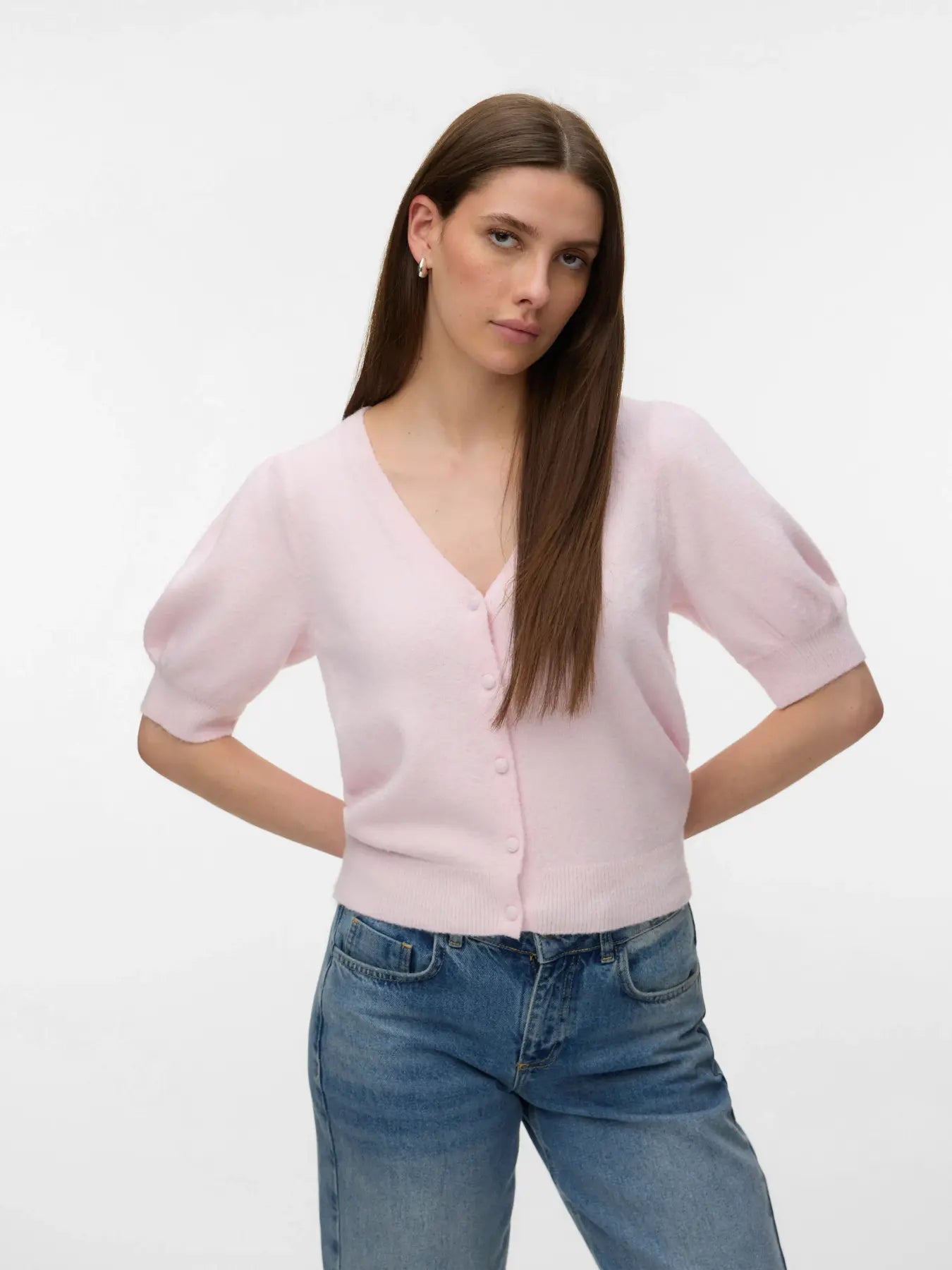 VM DOFFY 2/4 V NECK CARDIGAN - PINK A BOO