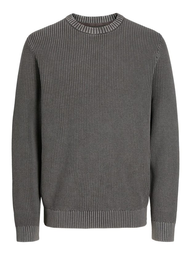 MARCEL KNIT WASHED CREW NECK - BLACK OYSTER