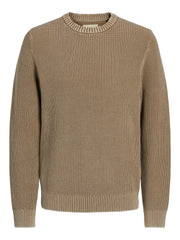 MARCEL KNIT WASHED CREW NECK PULLOVER - BROWN