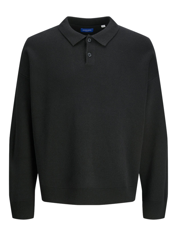 KOBE KNIT LS POLO SHIRT - BLACK