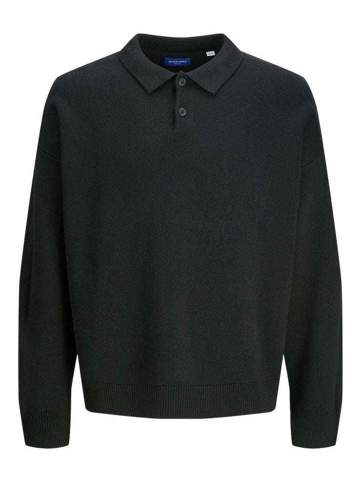 KOBE KNIT LS POLO SHIRT - BLACK