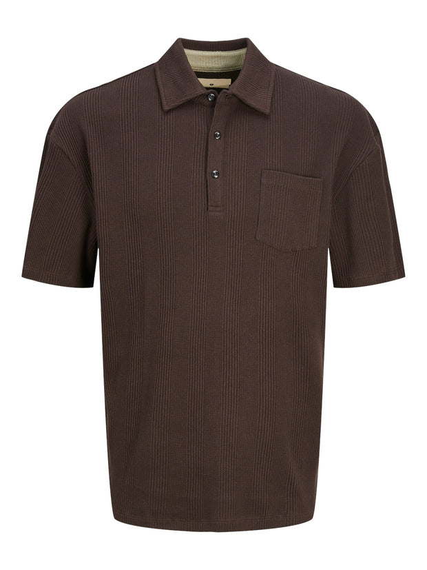 BLUWESTON WAFFLE SS POLO - CHOCOLATE PLUM