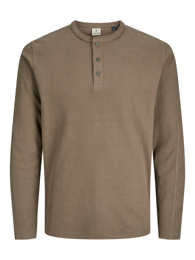 BLUTYRELL LS HENLEY TEE - WALNUT