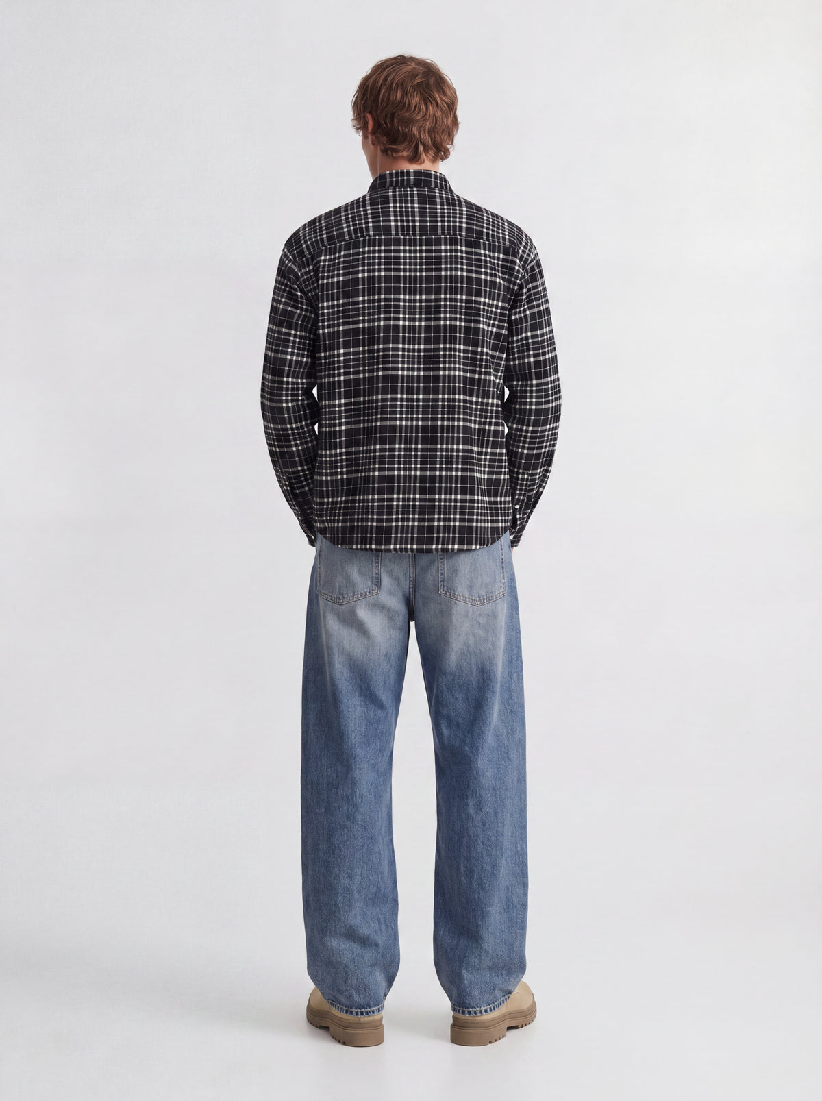JJ REDERIKSBERG FLANNEL BUTTON DOWN LS SHIRT - BLACK