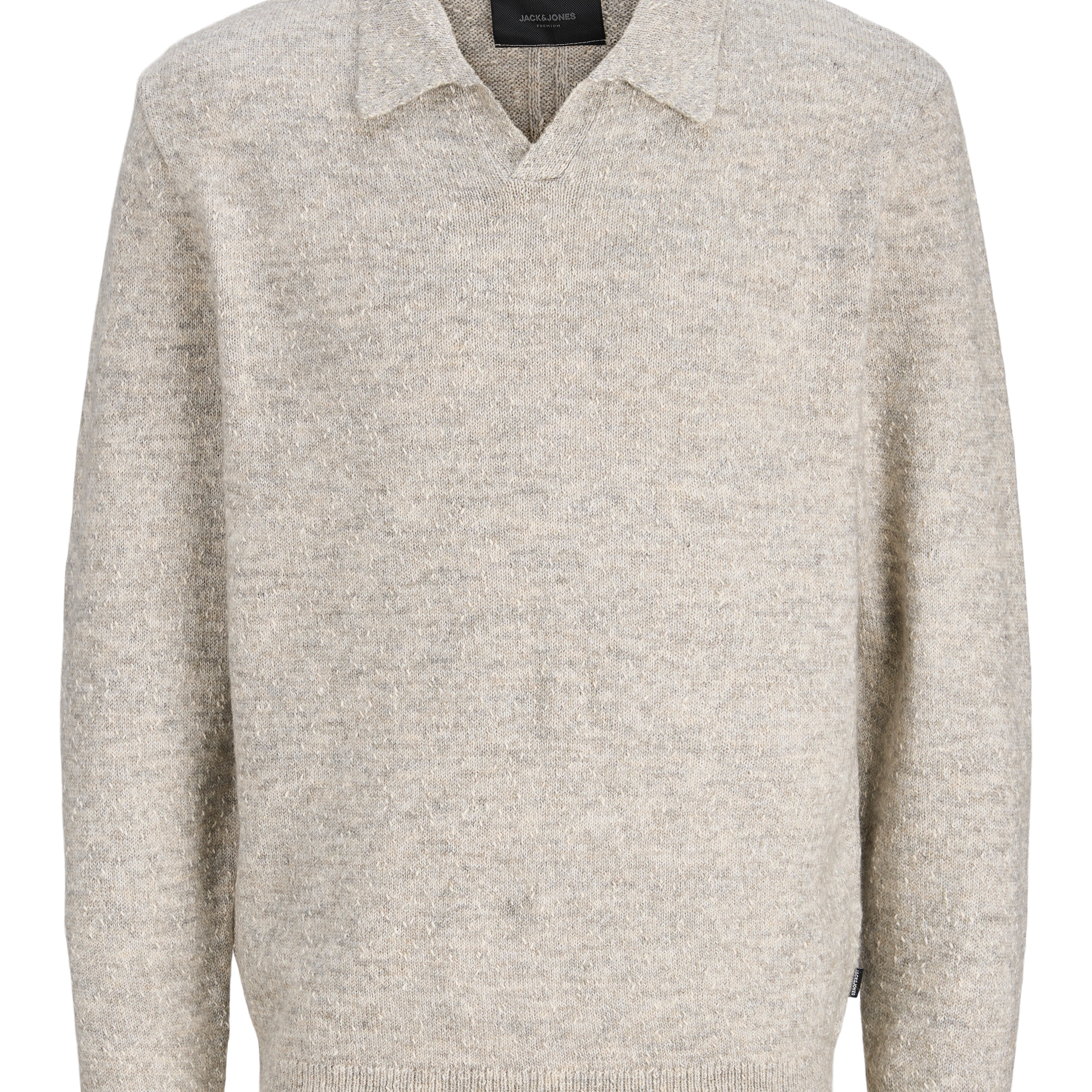 JJ TANNER KNIT SPLIT NECK SWEATER - MEDIUM GREY MELANGE
