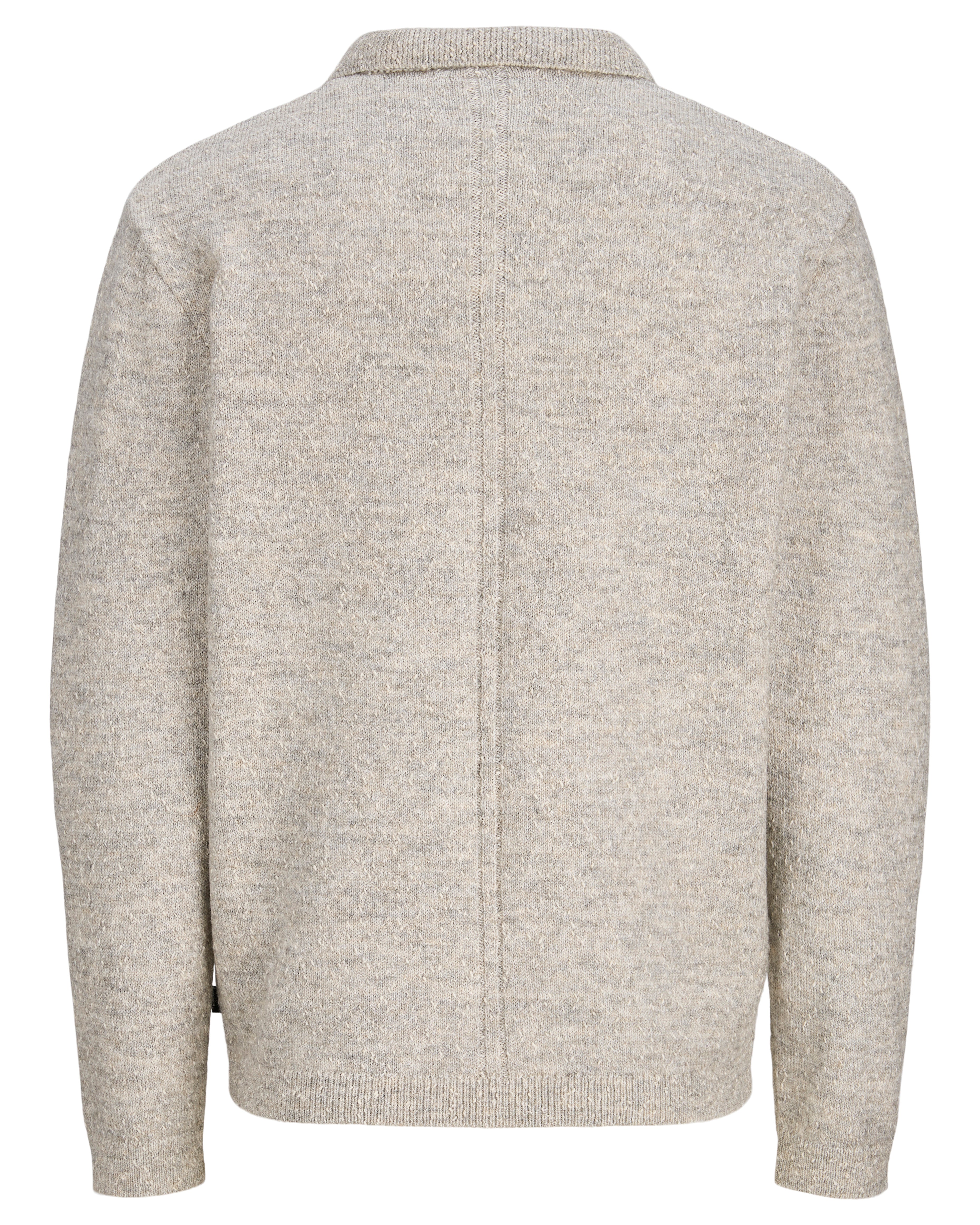 JJ TANNER KNIT SPLIT NECK SWEATER - MEDIUM GREY MELANGE
