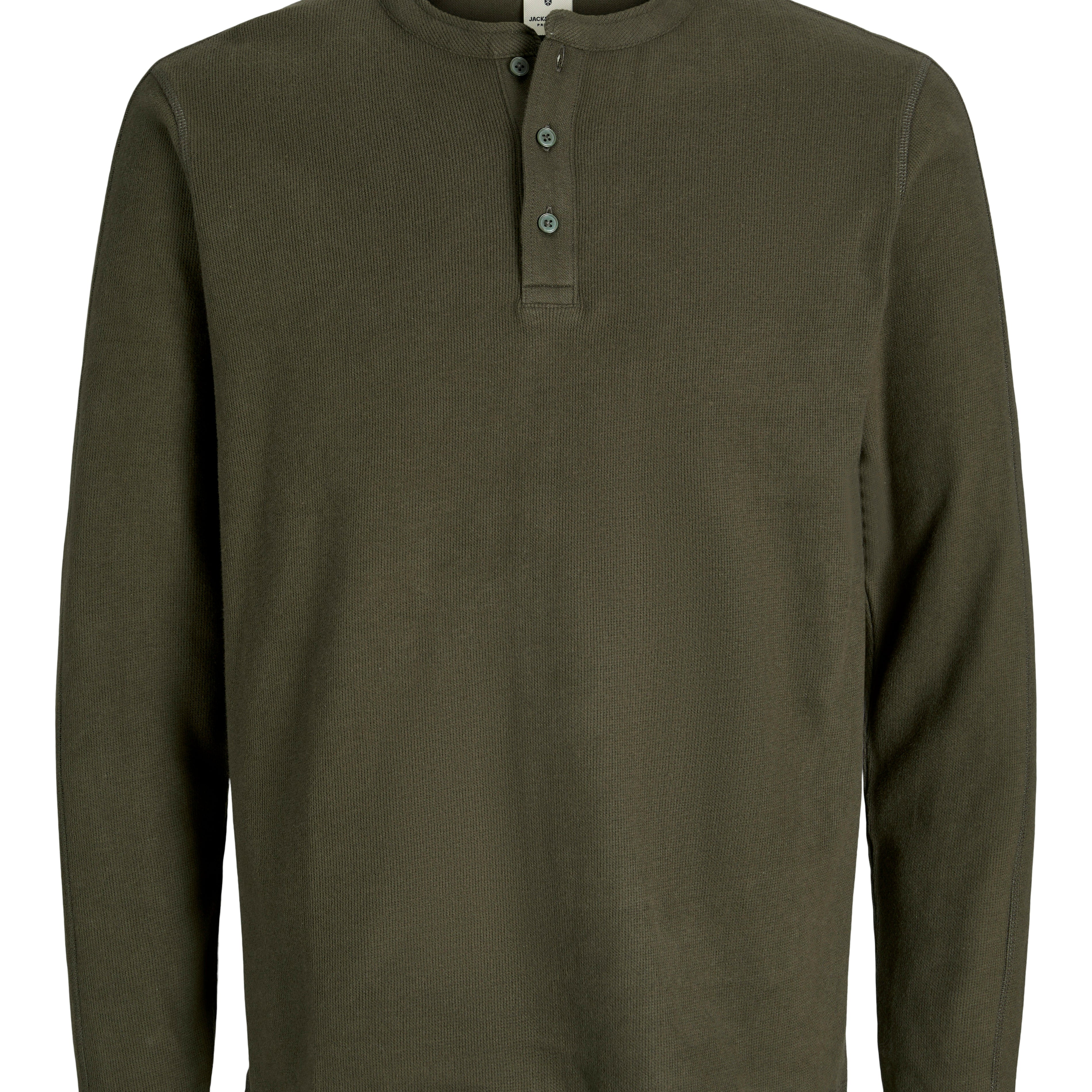 JJ TYRELL LS HENLEY - BLACK OLIVE