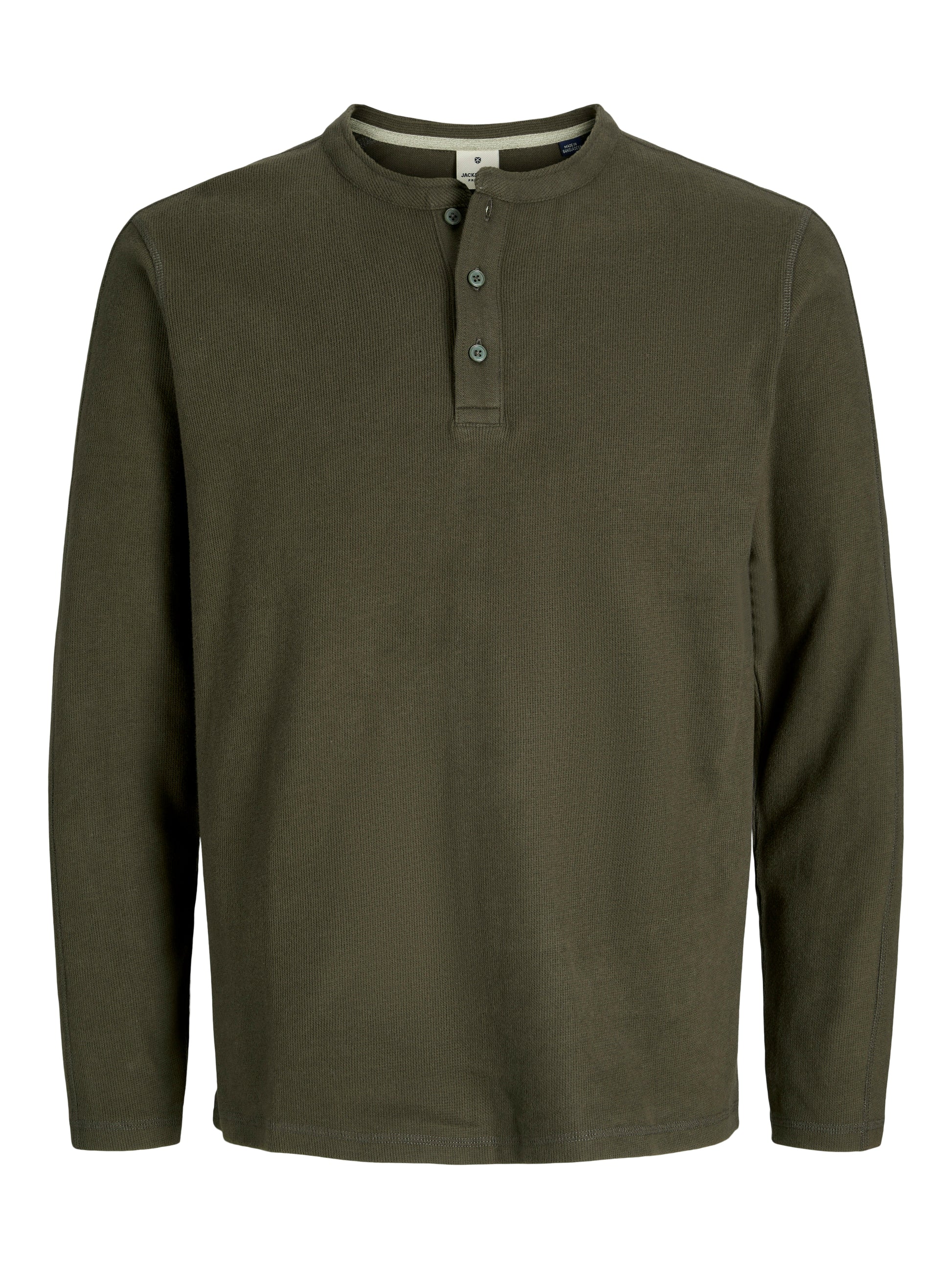 JJ TYRELL LS HENLEY - BLACK OLIVE