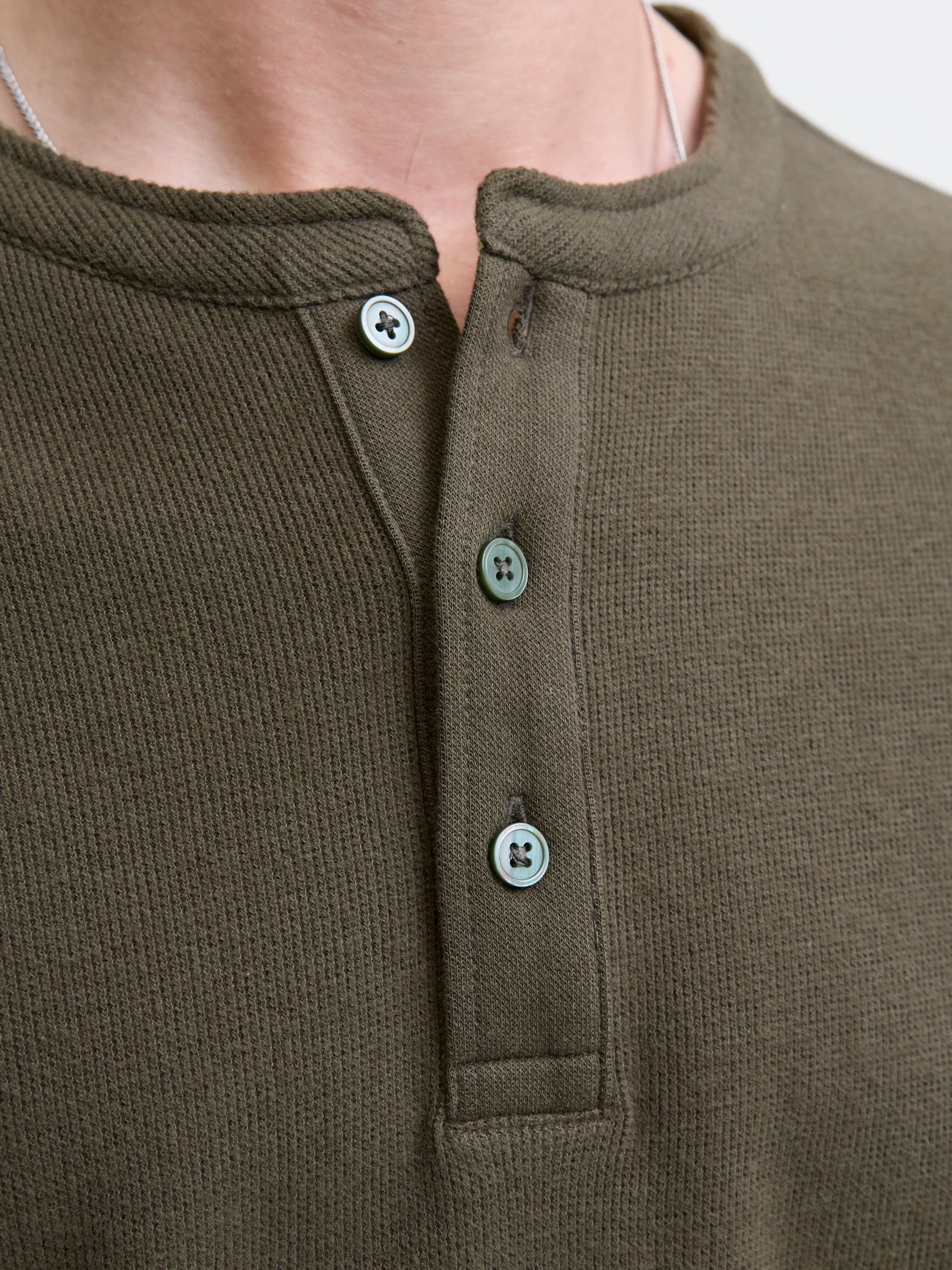 JJ TYRELL LS HENLEY - BLACK OLIVE