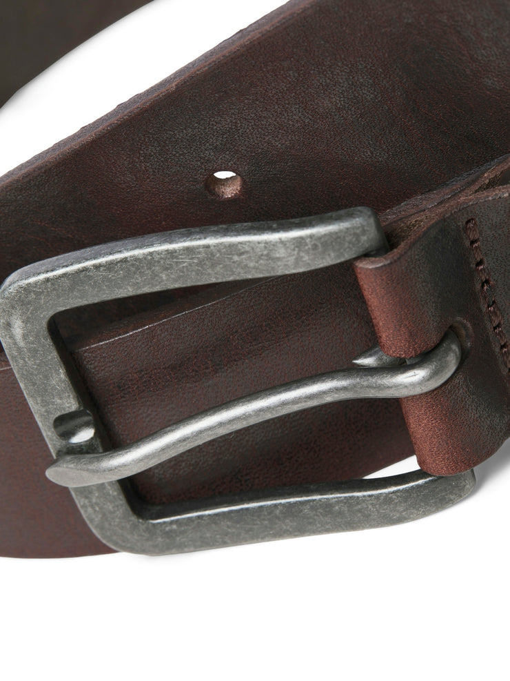 VICTOR LEATHER BELT - BLACK COFFEE