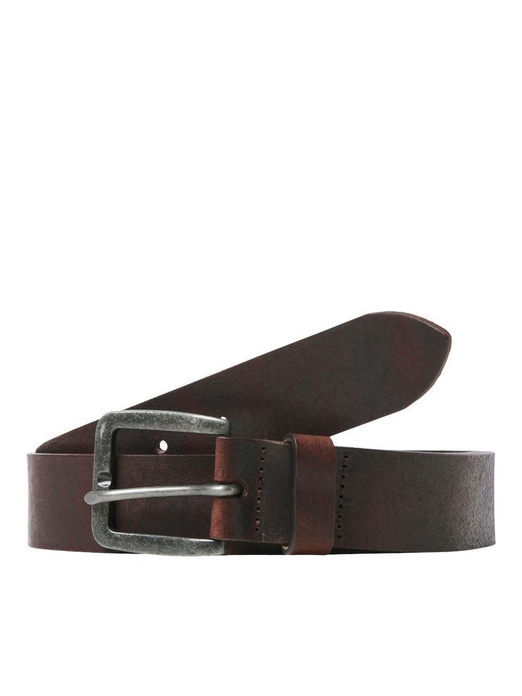 VICTOR LEATHER BELT - BLACK COFFEE