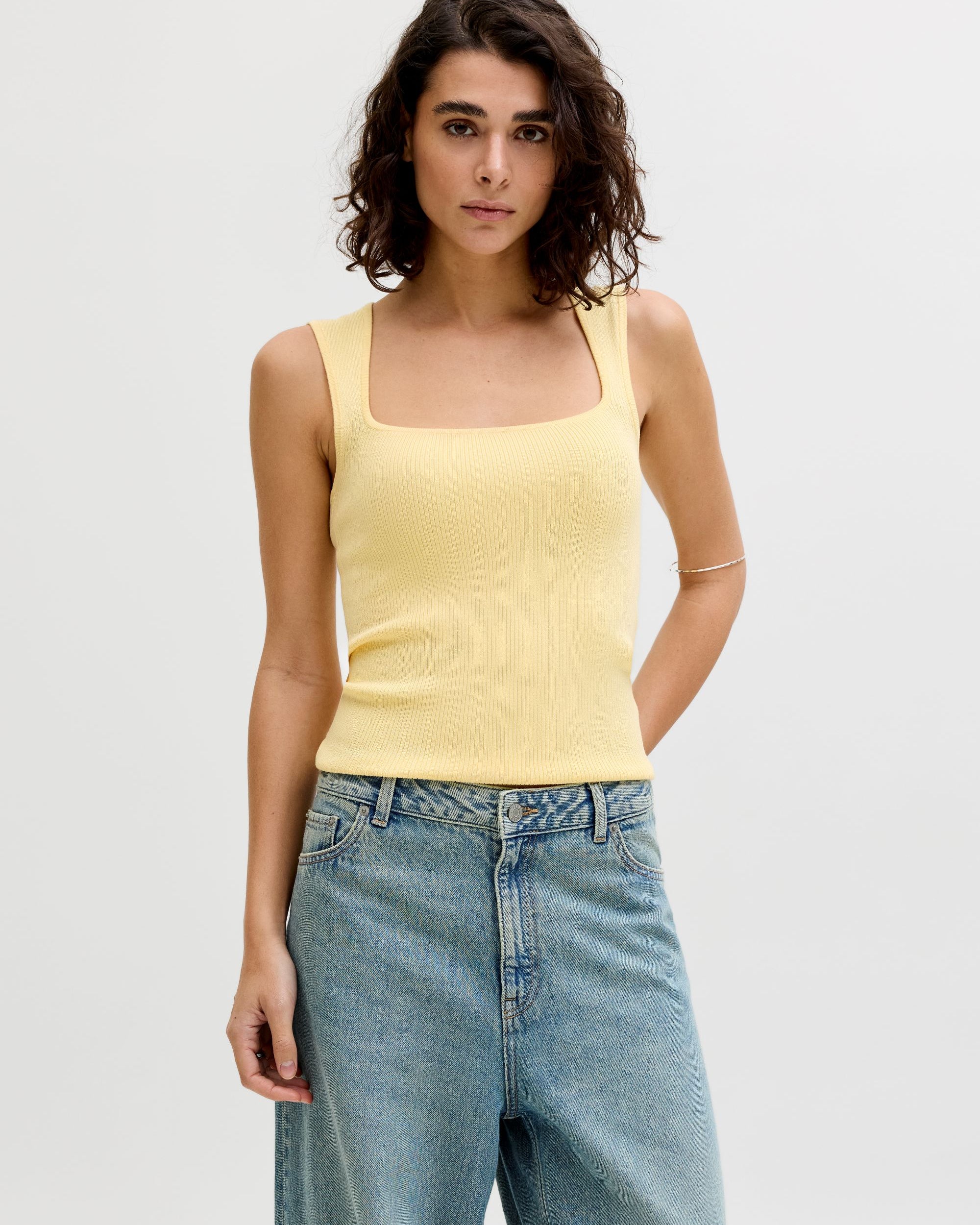 JJXX POSIE SQ NECK RIBBED TANK - SUNLIGHT