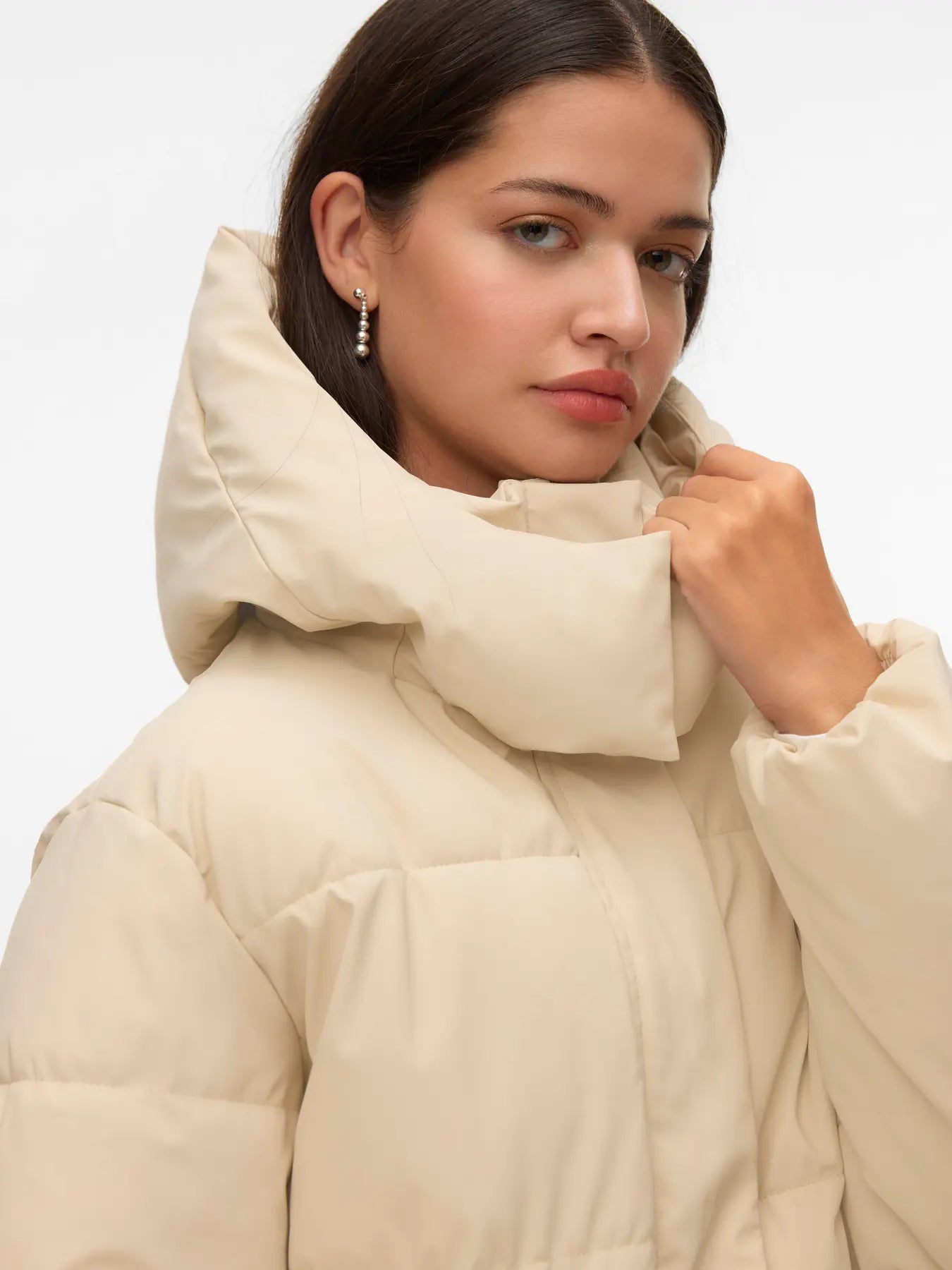 NM GRETA COATED LONG COAT - OATMEAL