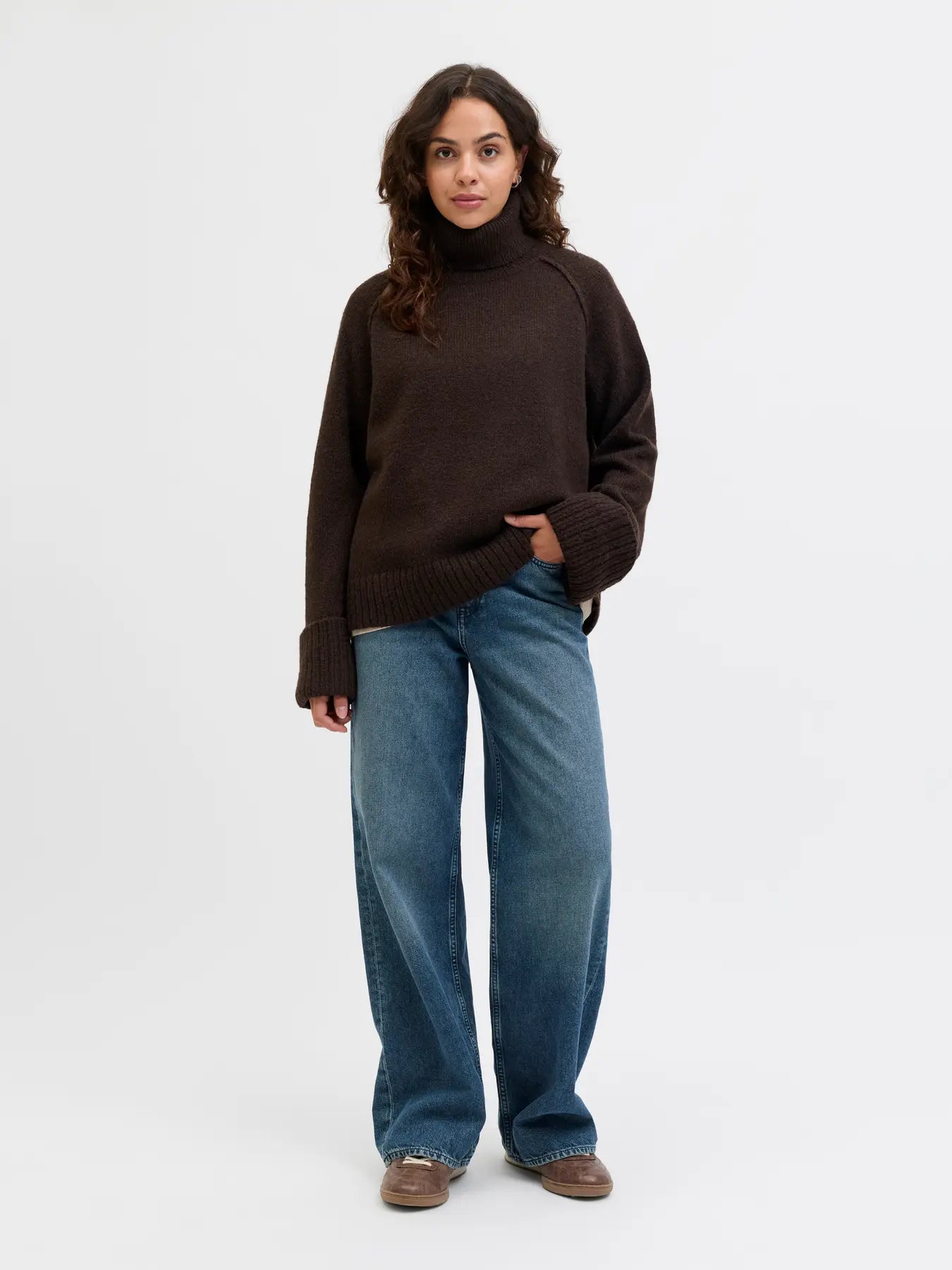 JJXX ELLINORA RAGLAN ROLLNECK SWEATER - BRACKEN