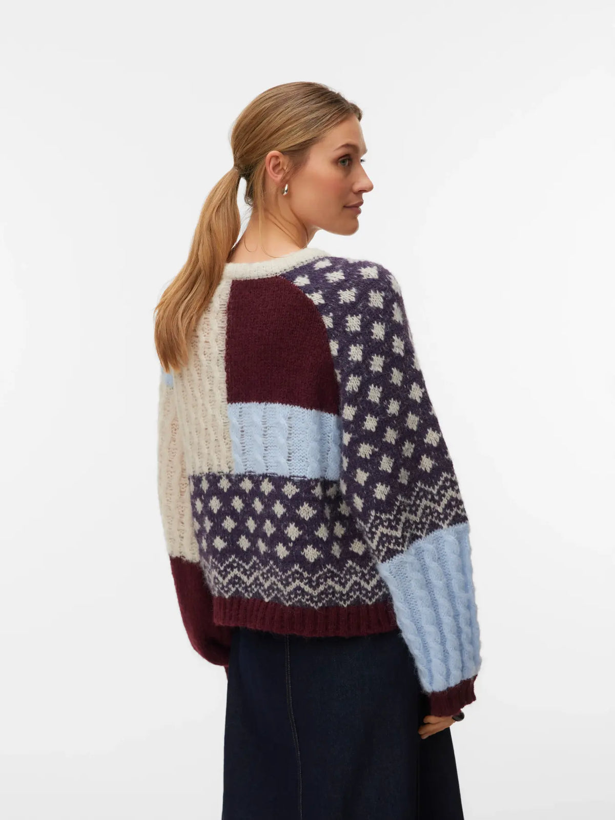 VM KRISTEN PRINTED SWEATER - WINDSOR WINE