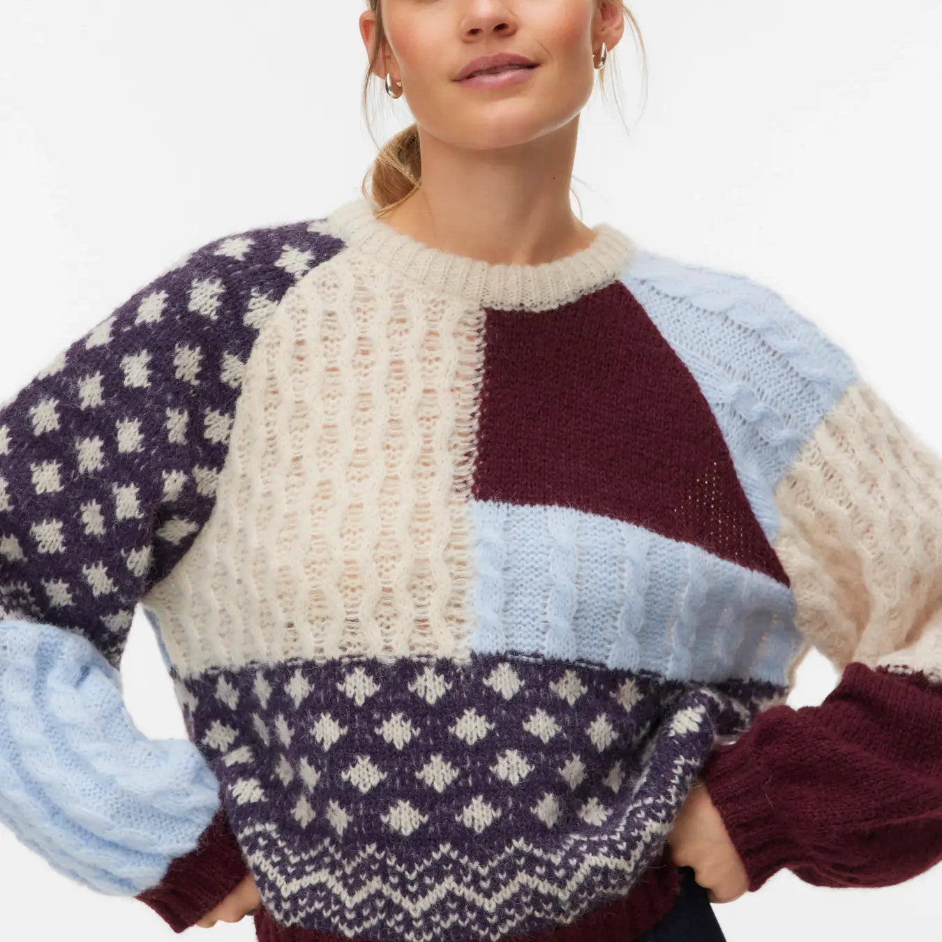 VM KRISTEN PRINTED SWEATER - WINDSOR WINE