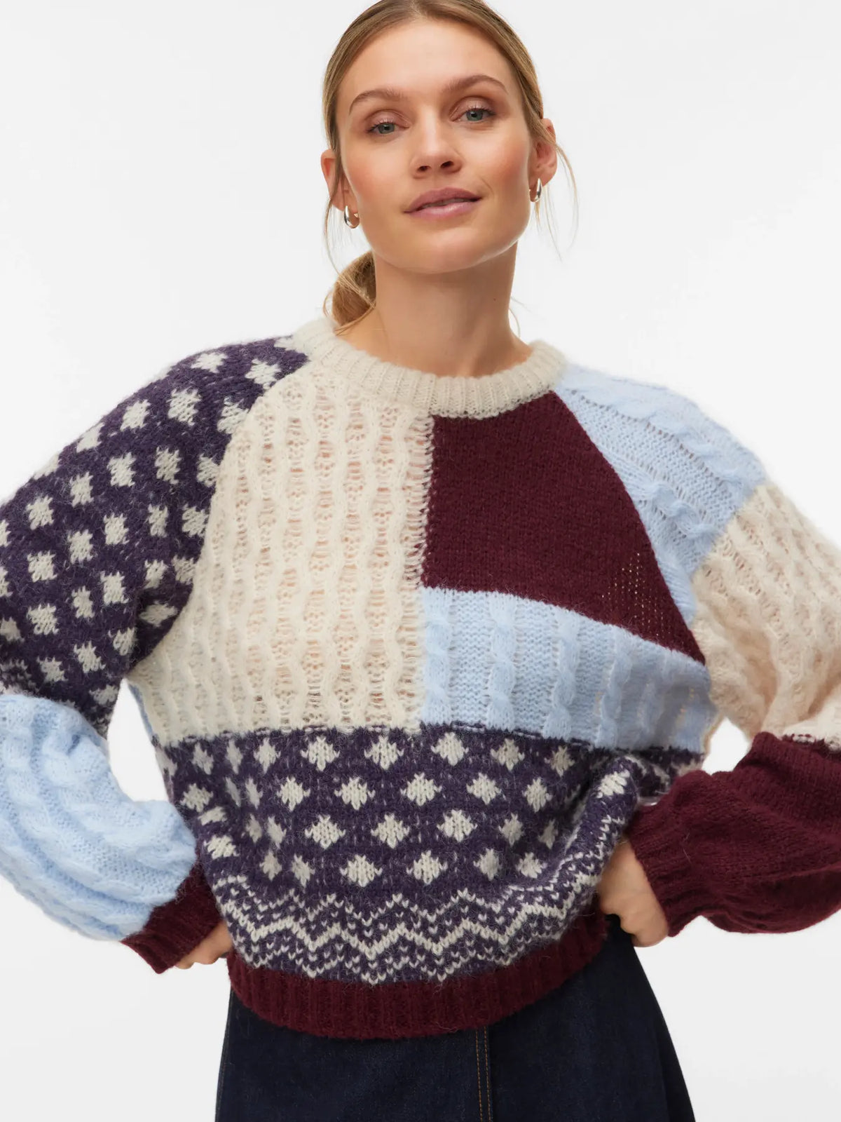 VM KRISTEN PRINTED SWEATER - WINDSOR WINE