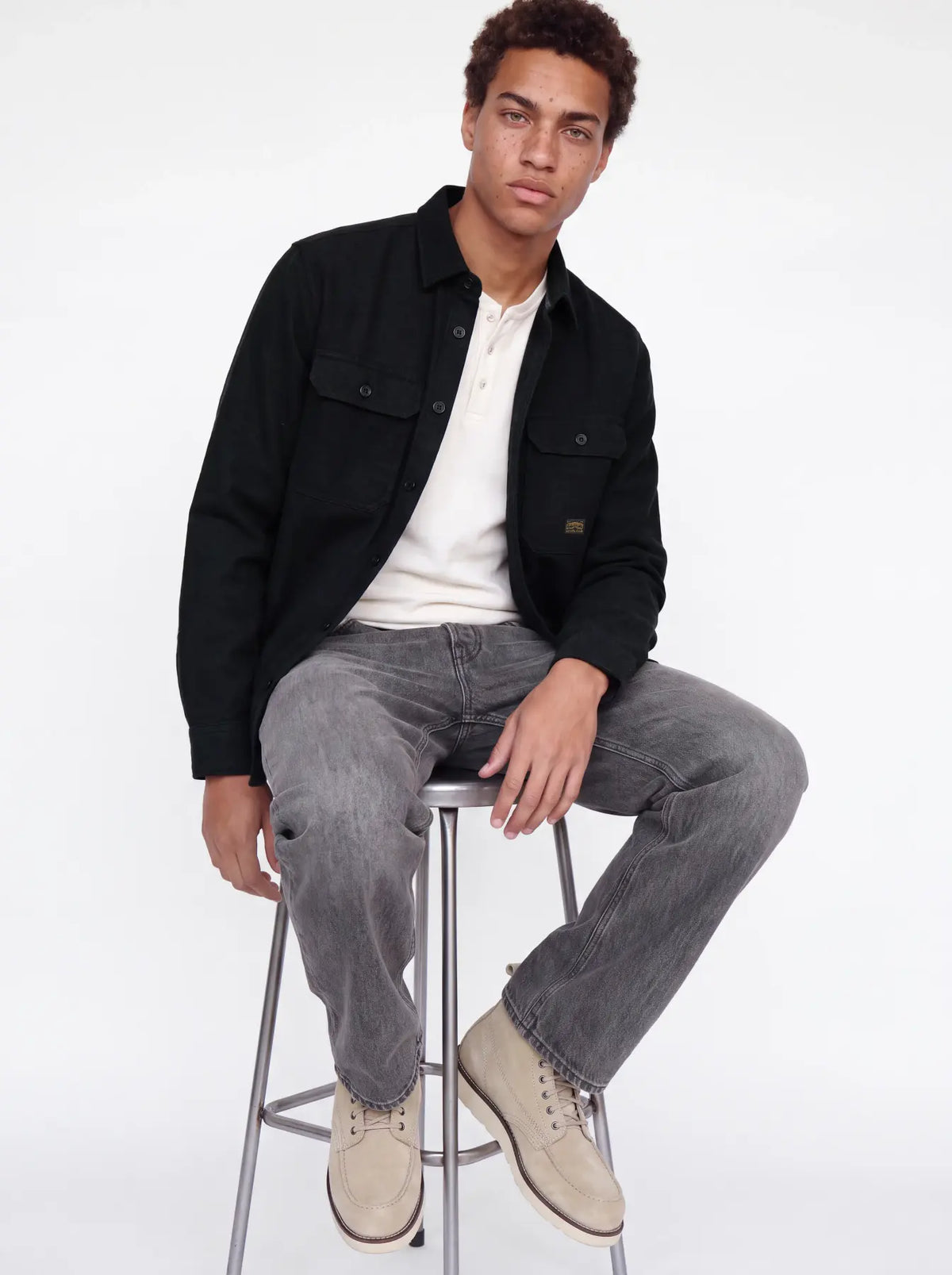 JJ IVY SOLID LS OVERSHIRT - DARK GREY MELANGE