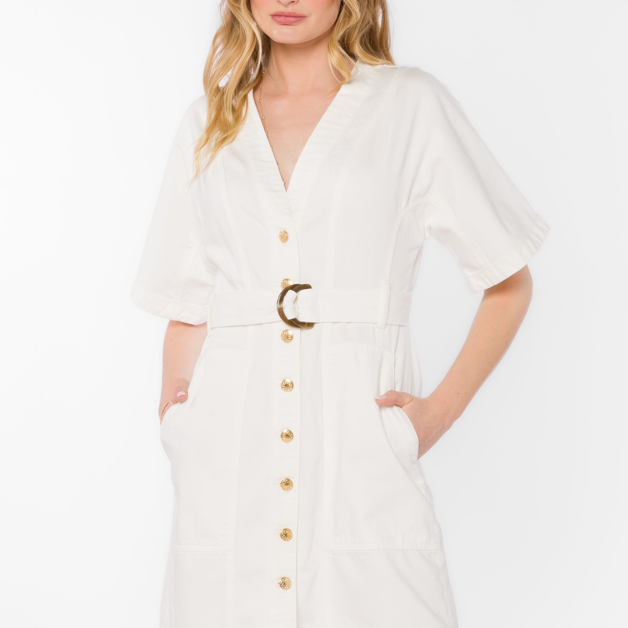 VELVET HEART KAULINA DENIM DRESS - WHITE