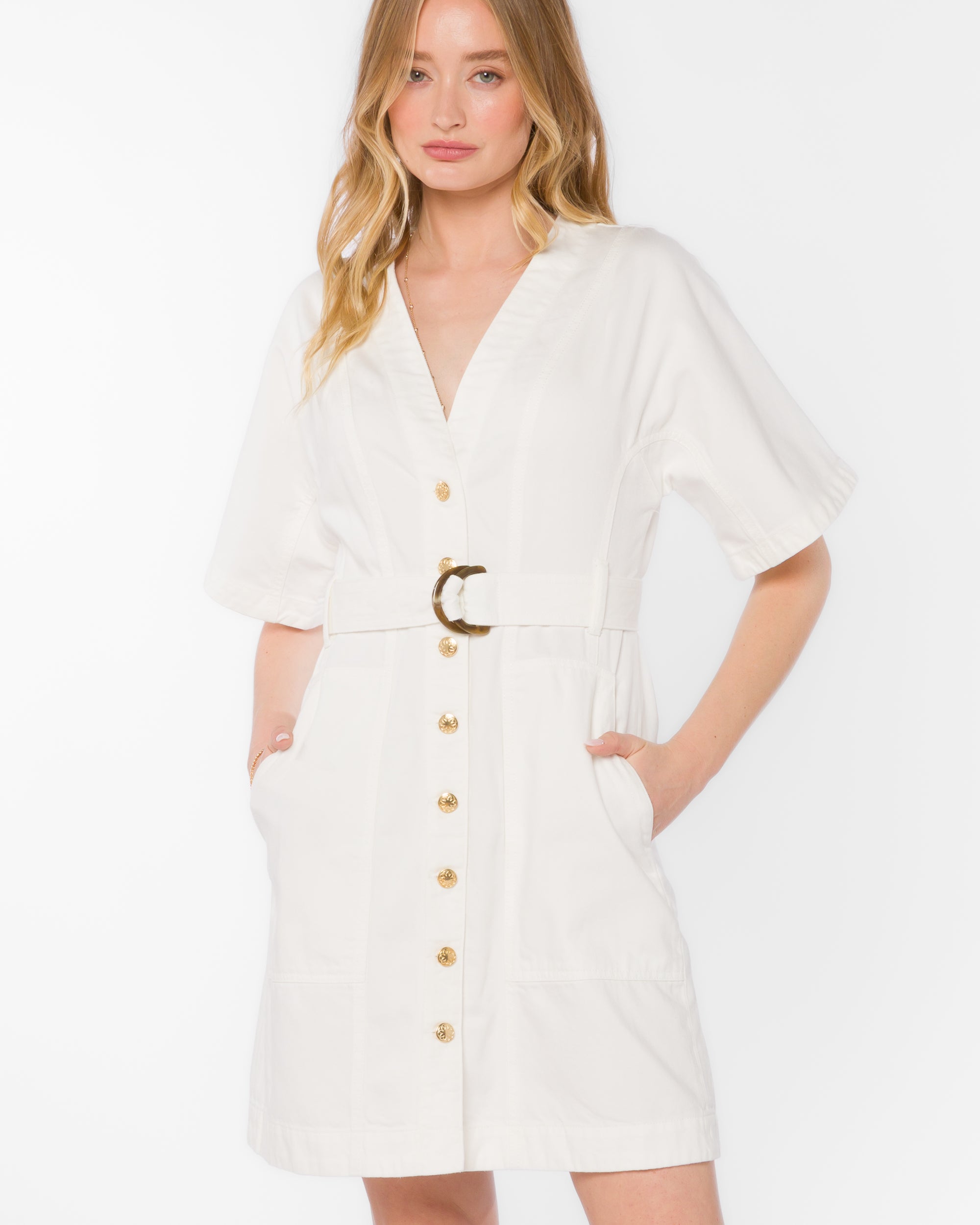 VELVET HEART KAULINA DENIM DRESS - WHITE