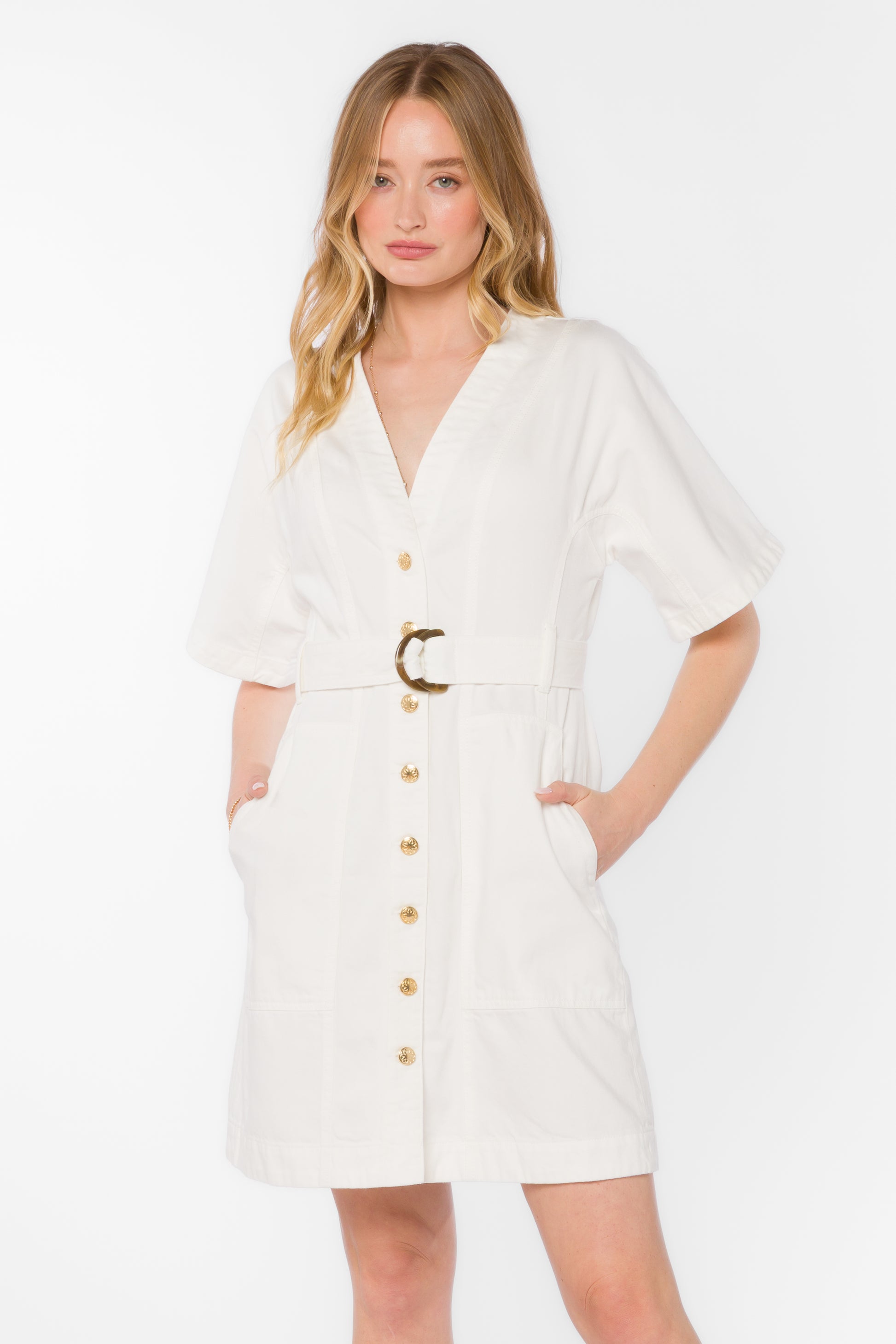 VELVET HEART KAULINA DENIM DRESS - WHITE