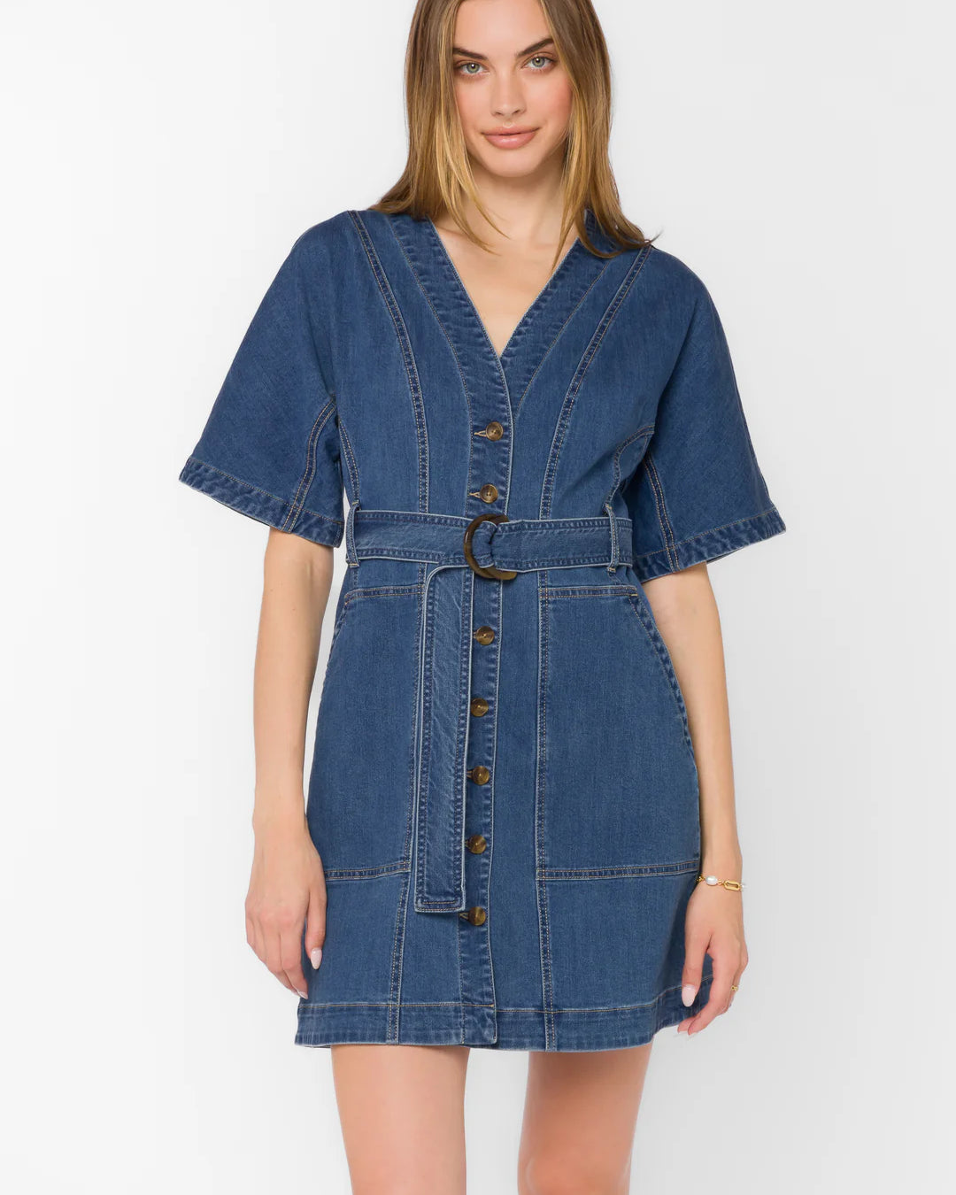 VELVET HEART KAULANA DENIM DRESS - DARK WASH DENIM
