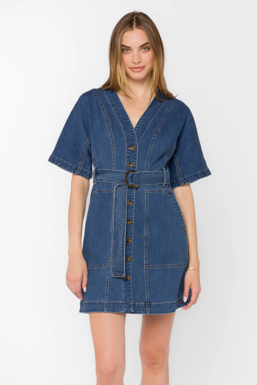 VELVET HEART KAULANA DENIM DRESS - DARK WASH DENIM