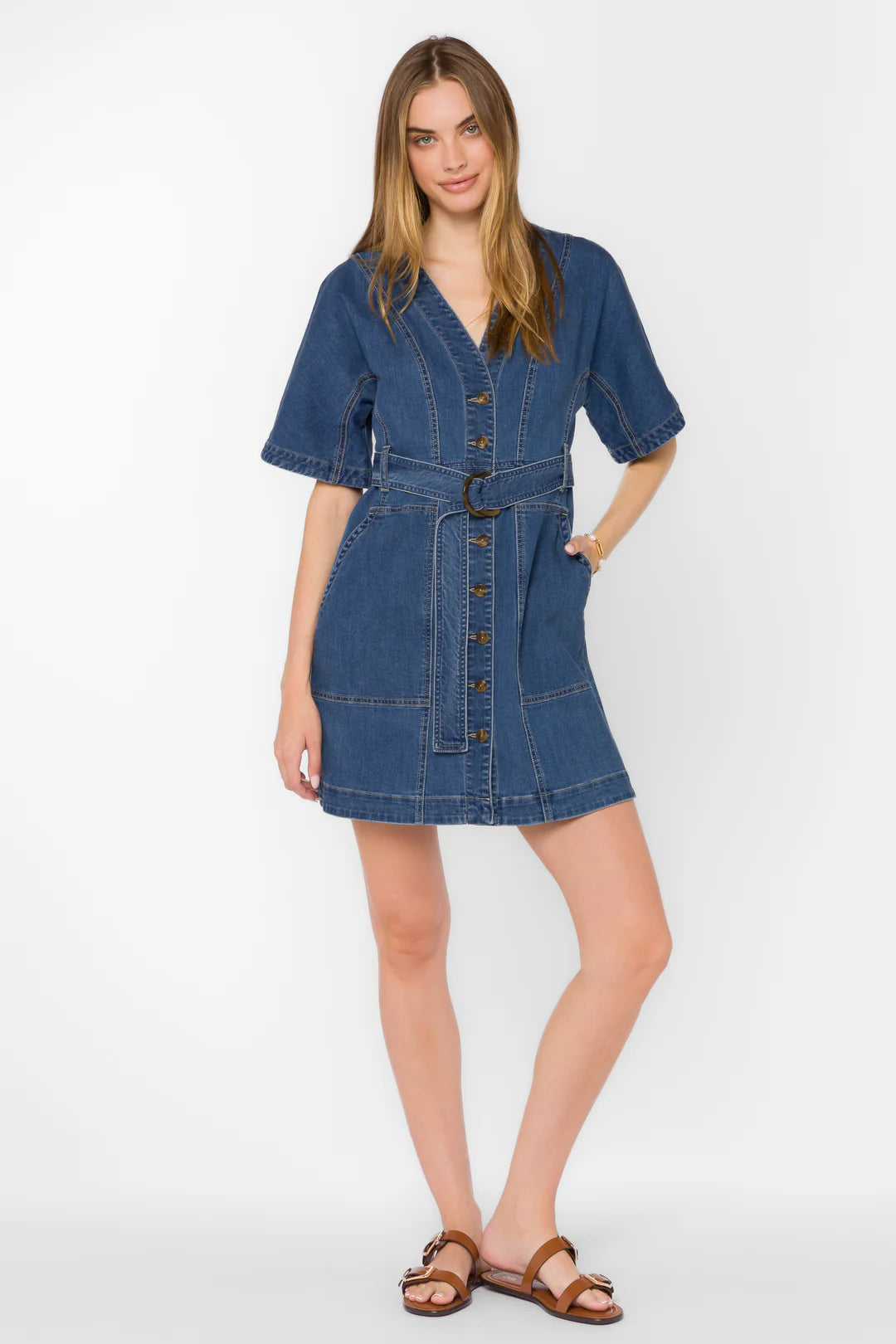 VELVET HEART KAULANA DENIM DRESS - DARK WASH DENIM